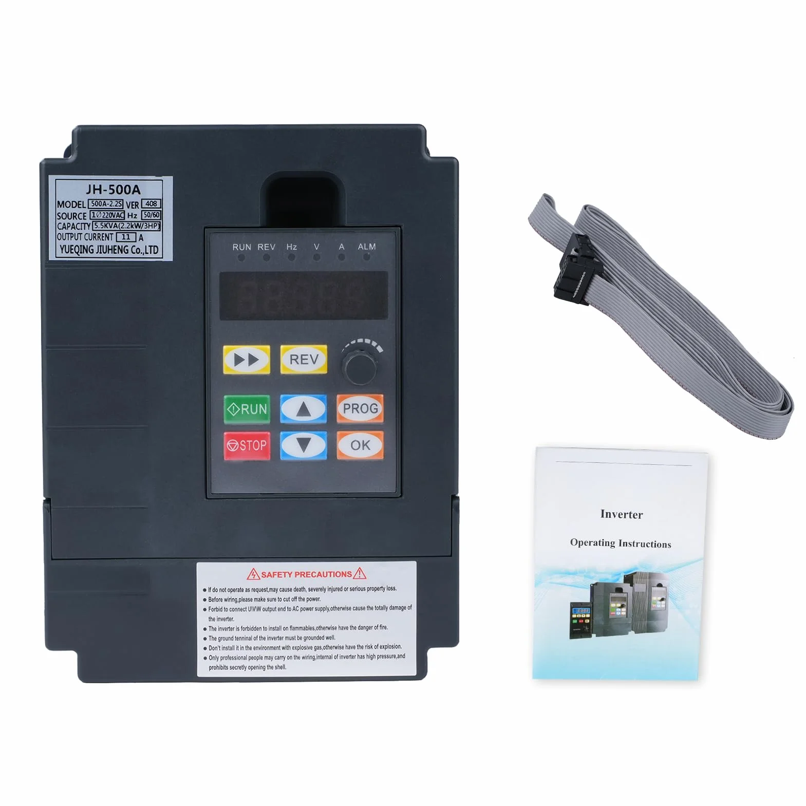 2.2kw Convertitore di frequenza 220V ingresso monofase 220V uscita trifase 220V 2.2kw Variatore di frequenza CNC Inverter di frequenza rimovibile modello 207VEE (con cavo di prolunga da 1m)