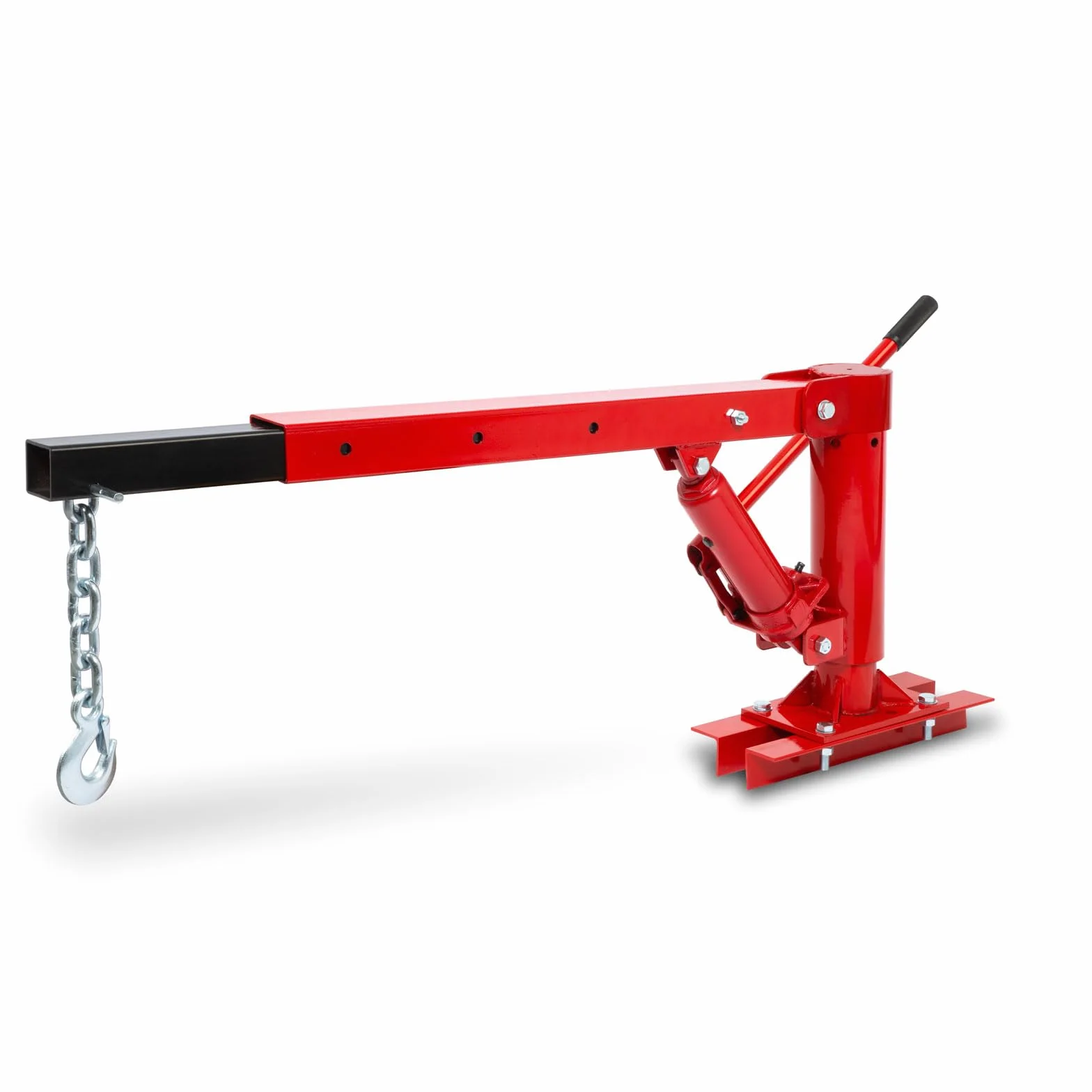 EBERTH Gru per Pick-up, Portata Massima 450 kg, Base Solida per Il Montaggio a Pavimento, Gancio di carico e Catena, Altezza di Sollevamento da 35 a 1330 mm, Lunghezza del Braccio da 880 a 1400 mm