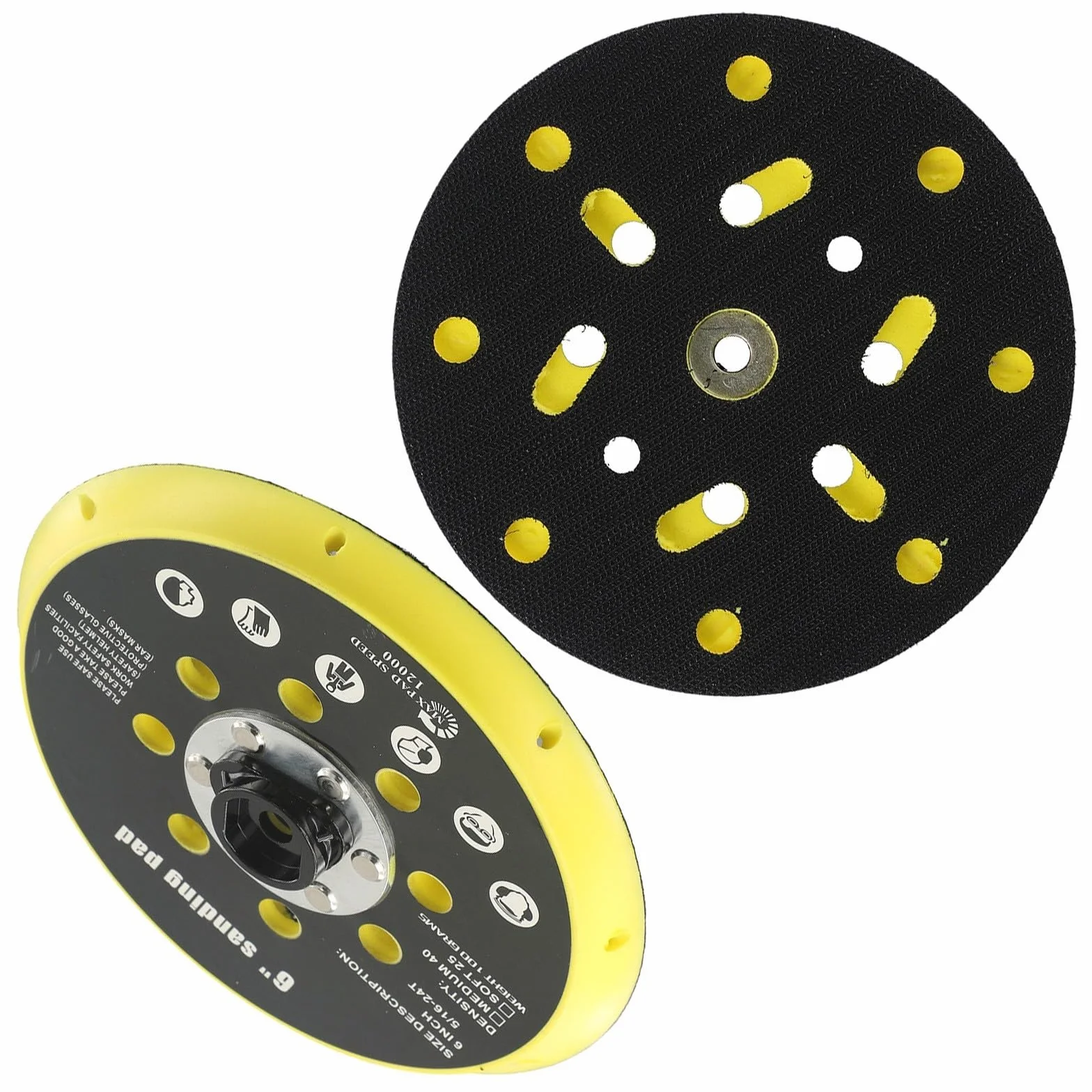 Disco abrasivo da 150 mm con 17 fori, compatibile con FESTOOL RO 1, BO 6030, BO 6040, ES 150 - 6 pollici per levigatrice eccentrica, filettatura M8/5/16-24, fino a 12000 giri/min