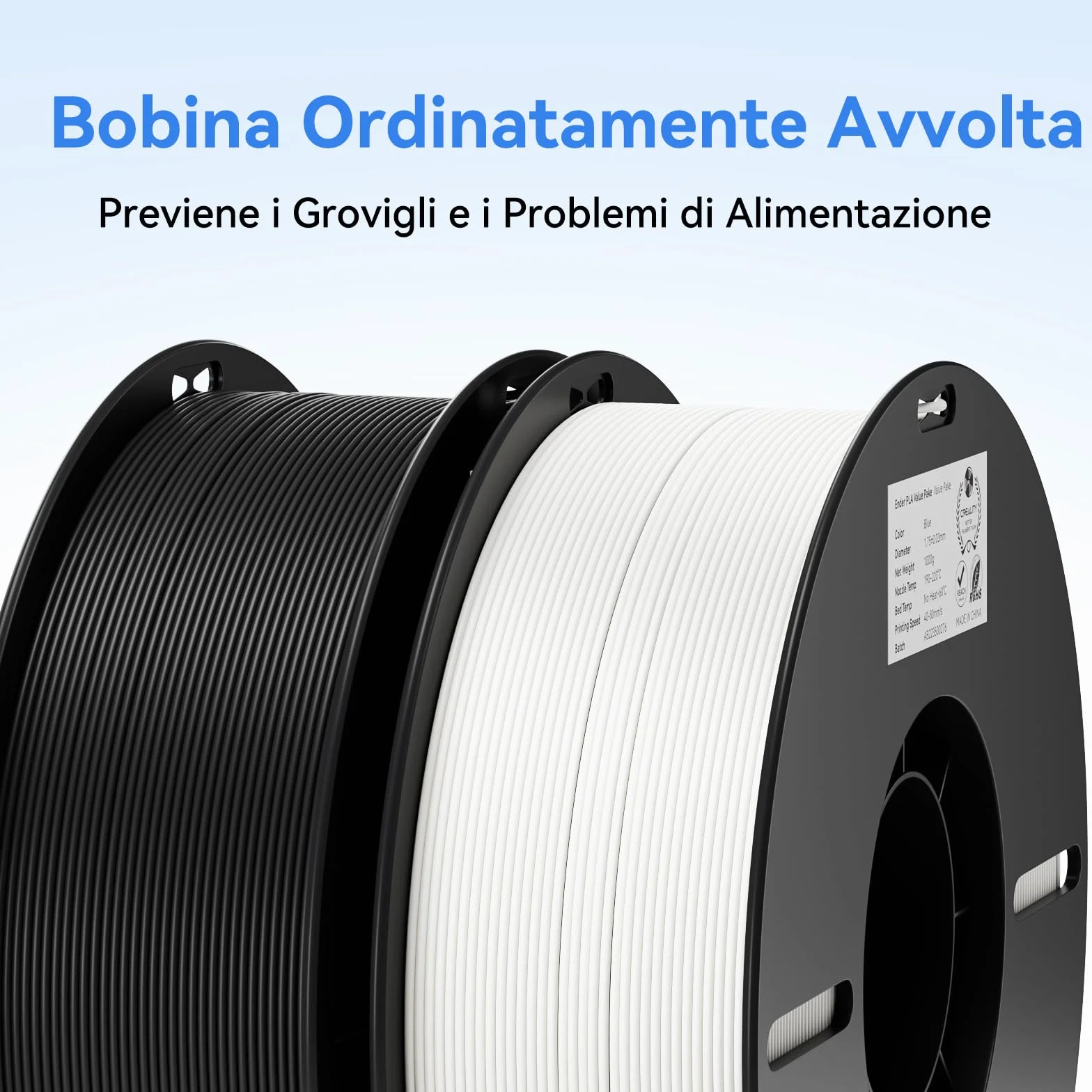 Creality Ender PLA Filamento 1,75 mm 2 kg Dimensionale +/- 0,03 mm per Stampante 3D Nero