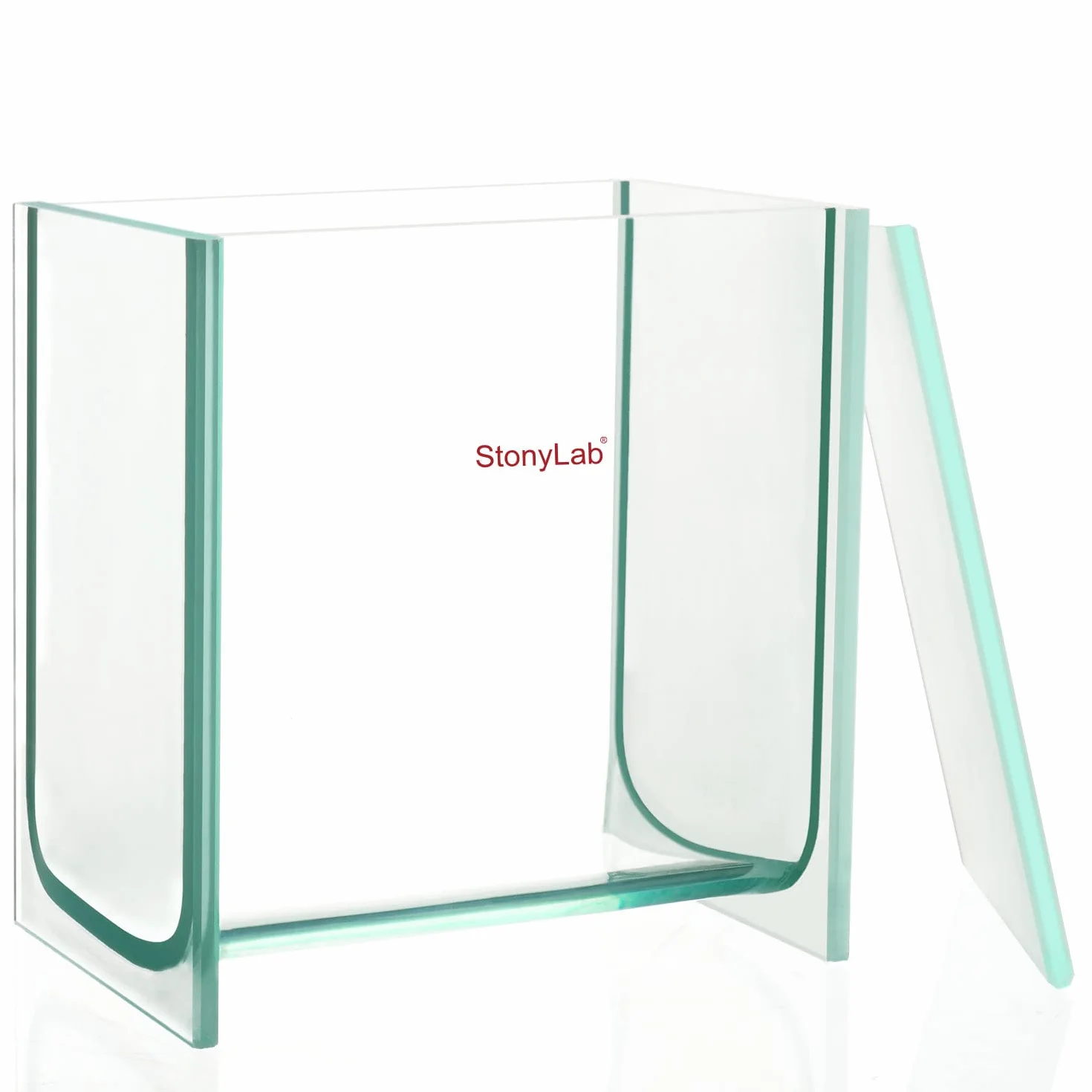 stonylab Serbatoio di Sviluppo TLC, Camera di Sviluppo TLC Cromatografica Quadrata in Vetro Borosilicato Resistente con Coperchio per la Ricerca di Laboratorio, 100 x 100 mm