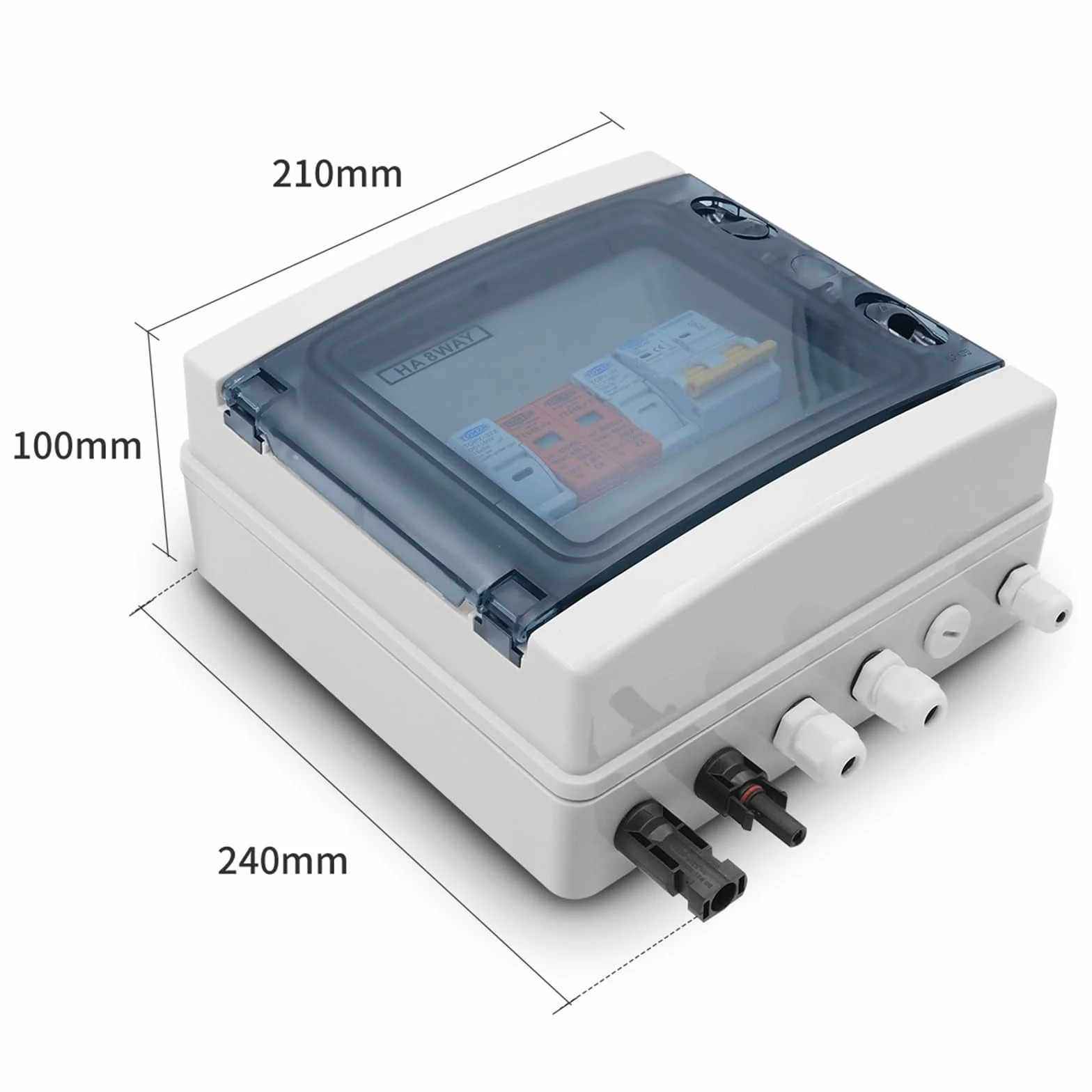 Scatola combinatrice solare fotovoltaica, Combinatore solare fotovoltaico fotovoltaico con protezione contro i fulmini 1 ingresso 1 uscita DC 600V Fusibile MCB SPD Scatola impermeabile IP65 Installazi