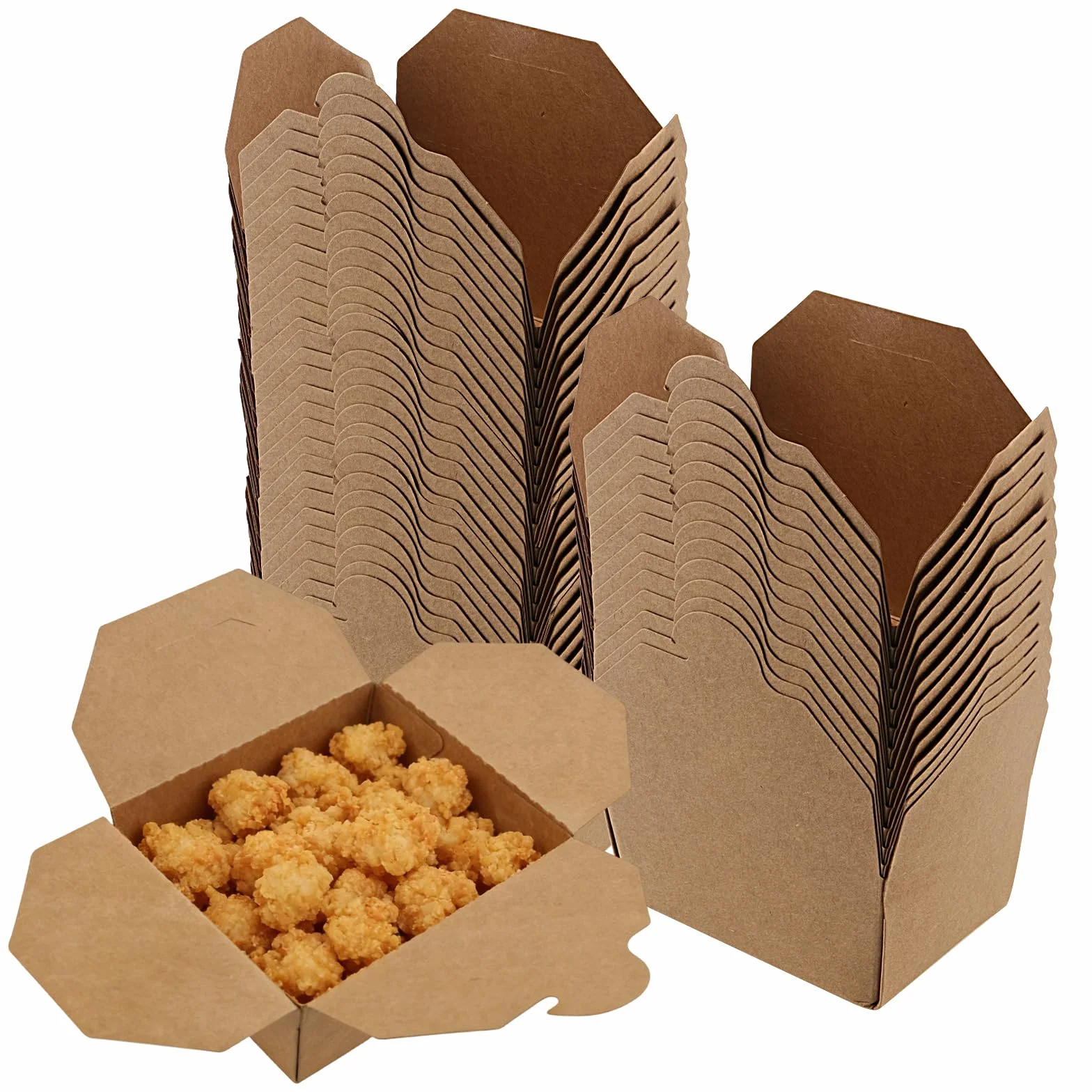 SINJEUN 70 Confezioni di contenitori in carta kraft da asporto, 13 x 10,6 x 6,5 cm Scatola per insalata da asporto, contenitori per cibo da asporto a prova di perdite da 800 ml per fast food