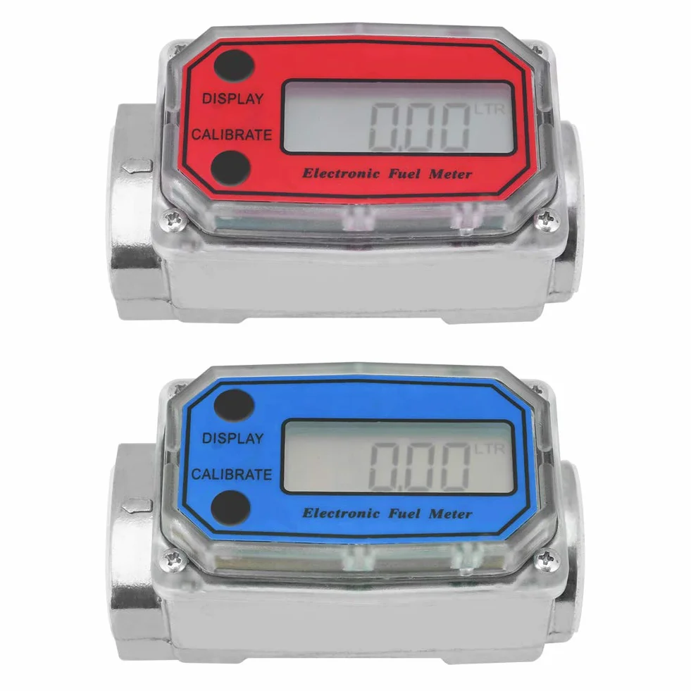 Yosoo Health Gear Misuratori di Portata Digitali A Turbina 1'' Benzina Cherosene Acqua Liquido Blu