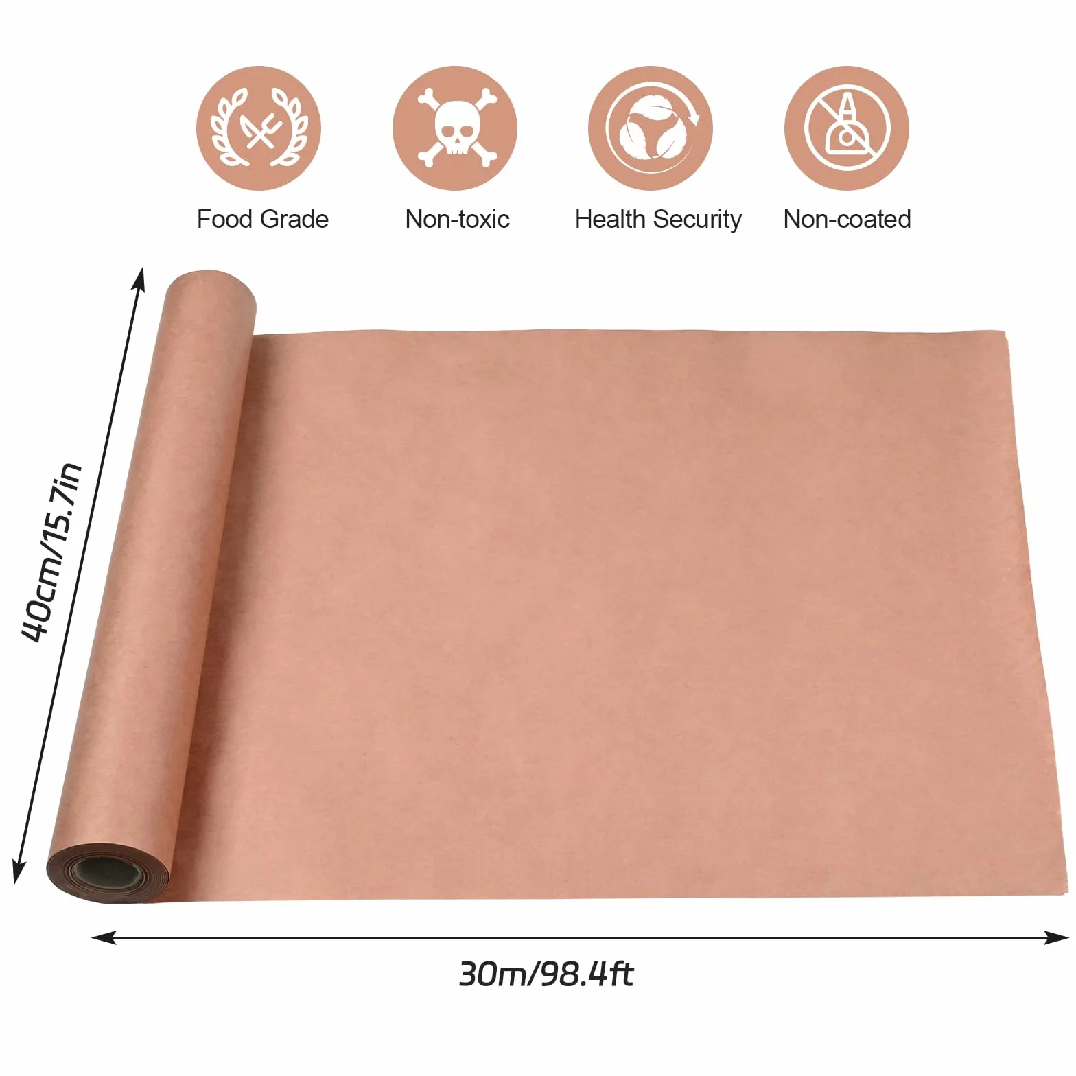 Pink Butcher Paper BBQ 40cm x 30m, Rotolo di Carta da Macellaio, Carta Kraft per Barbecue Rotol per Barbecue, Affumicatore, Carne di Pesce, Perfetta per Cucinare Succoso