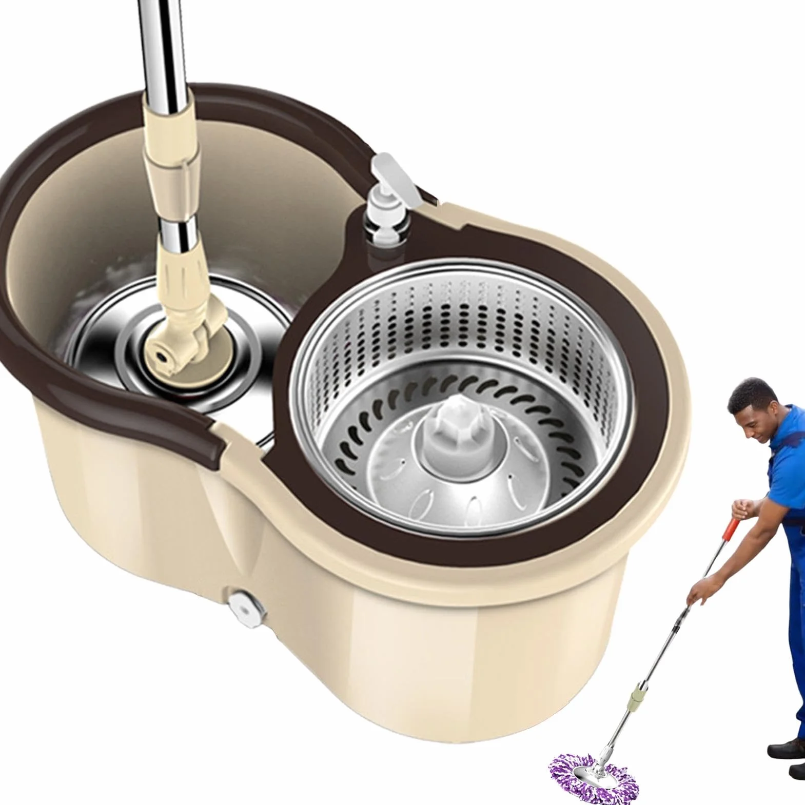Mop con secchio, e secchiello | di pulizia regolabile per la pulizia del pavimento Set di lavapavimenti e secchiello | versatile di pulizia dei pavimenti, set di secchio per