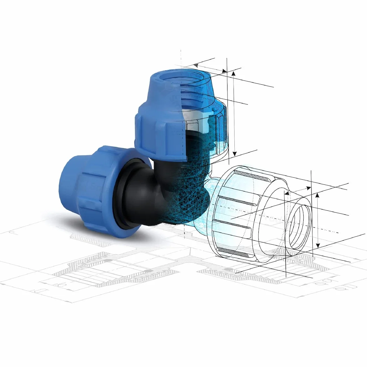 SmartProduct Connettore a compressione MDPE PP 25 mm x 1/2" maschio PP PN16 2 pezzi