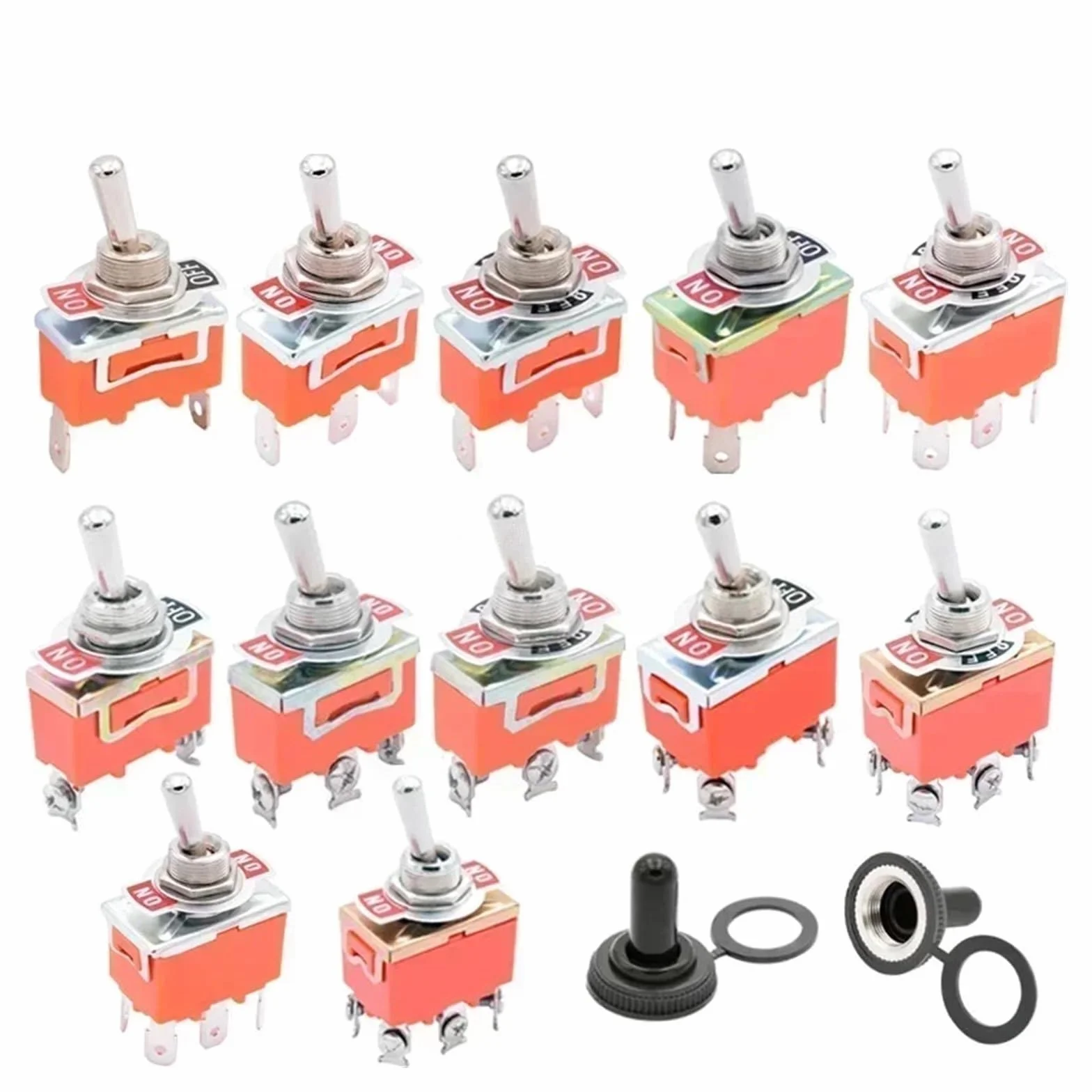 10 interruttori a levetta E-Ten 1322 1021 1122 1221 1321 3 pin 6 pin on-off SPST SPDT interruttore 6pin on-off-on DPDT tappo impermeabile (1322P ON OFF ON, MOMENTARY_Senza tappo)