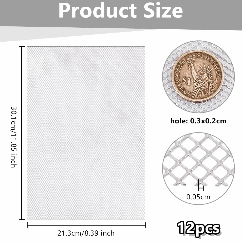 OLYCRAFT 12 fogli di rete metallica in alluminio da 30 x 21,3 cm, per scolpire argilla, artigianato, metallo, finestra, finestra, piccolo foro, foglio in alluminio per arti artigianali, progetti fai