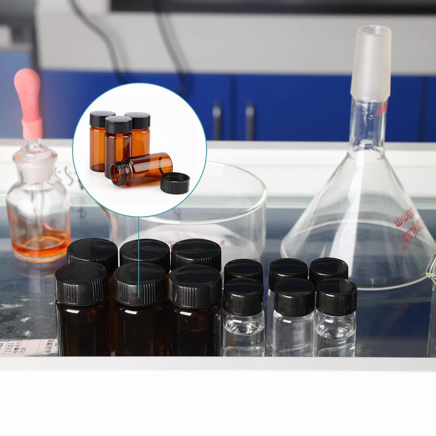 stonylab Viali Campione in Vetro Marrone con Tappo a Vite, Flacone per Campionamento Liquido Flacone Reagente in Vetro Ambra, Capacità 10 ml, Confezione da 40
