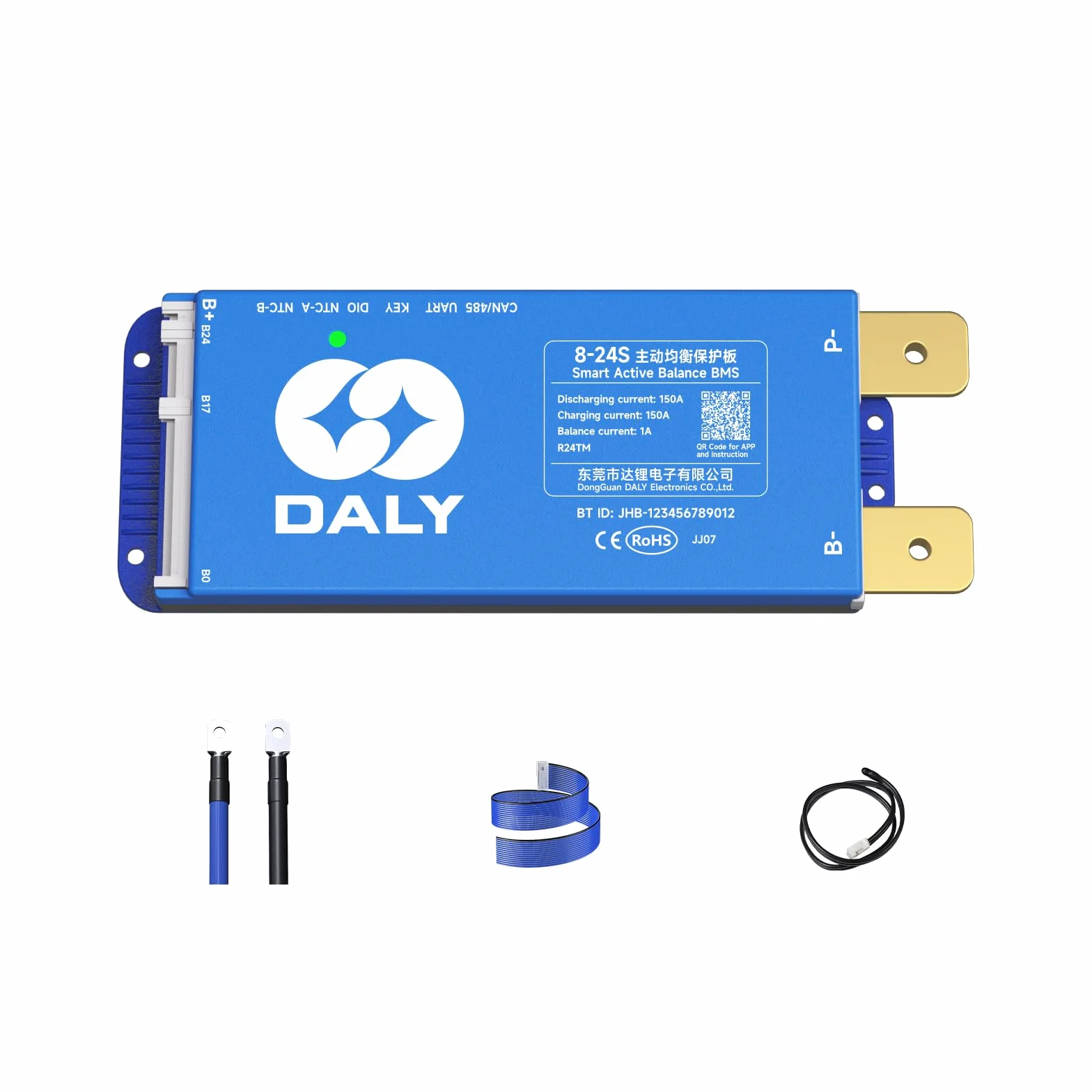 DALY BMS 150A Balance 24V su 48V su 84V – 1A bilanciatore attivo 8S – 24S BMS Bluetooth RS485 CAN integrato per LiFePO4/Li-ion/LTO batterie per sistema di energia domestica, centrale elettrica