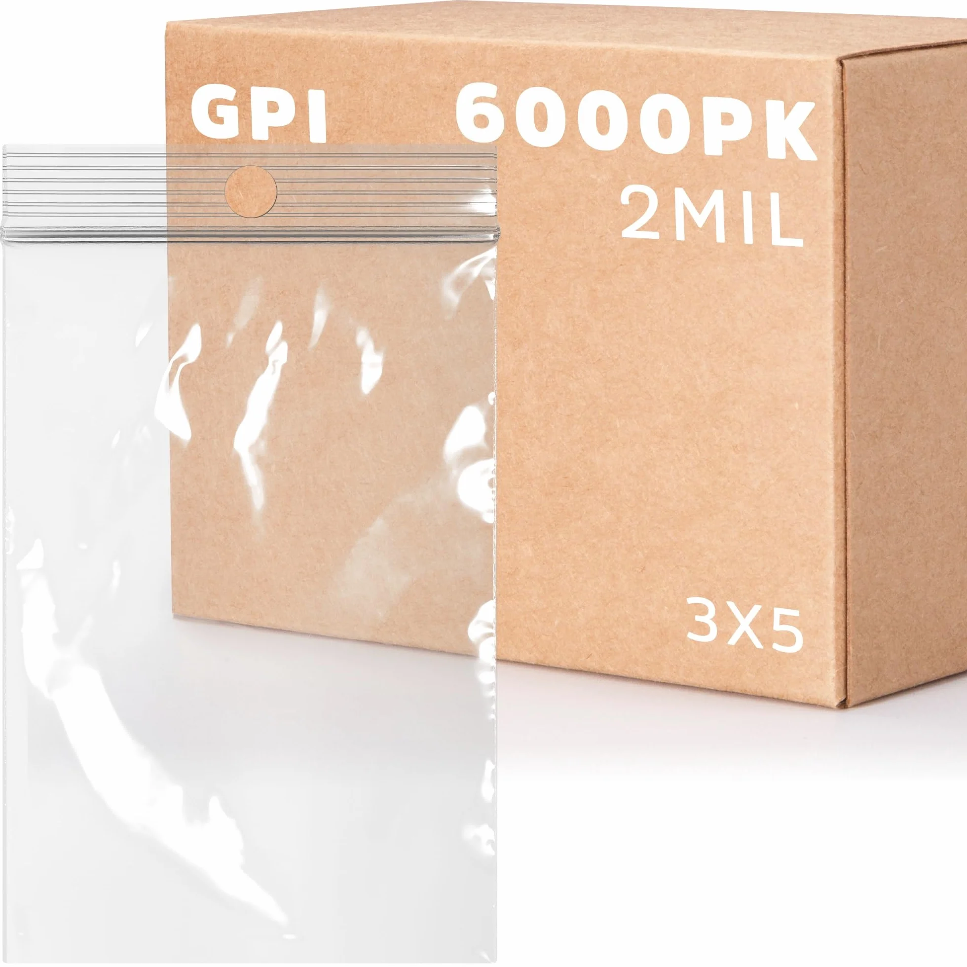 6.000 conteggio - 3" x 5" borse di plastica trasparenti dello zip, resistenti buste durevoli spesse 4 mil poli con la serratura risigillabile della chiusura lampo, foro di sospensione per