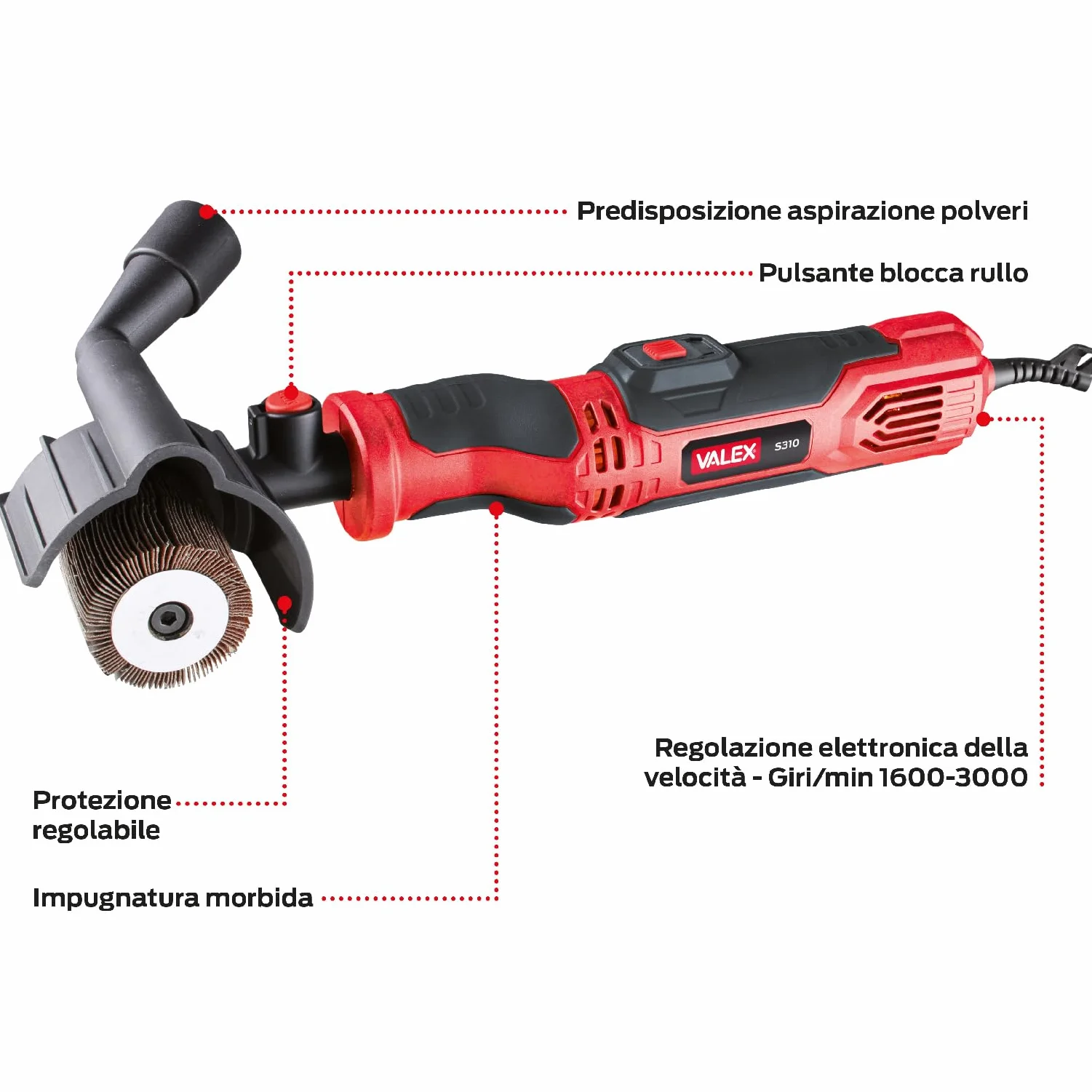 Valex Spazzolatrice Elettrica Compatta S310, 310W, Accessori inclusi