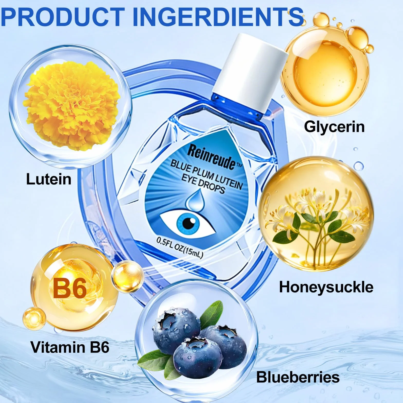 15ml Collirio Occhi Secchi, Collirio Ldratante per Occhi Secchi, Rinfrescante Lenitivo, Lubrificante, Idratanti, Pratico e Compatto, Ideale per Studenti e Chi Lavora in Ufficio(Trasparente)