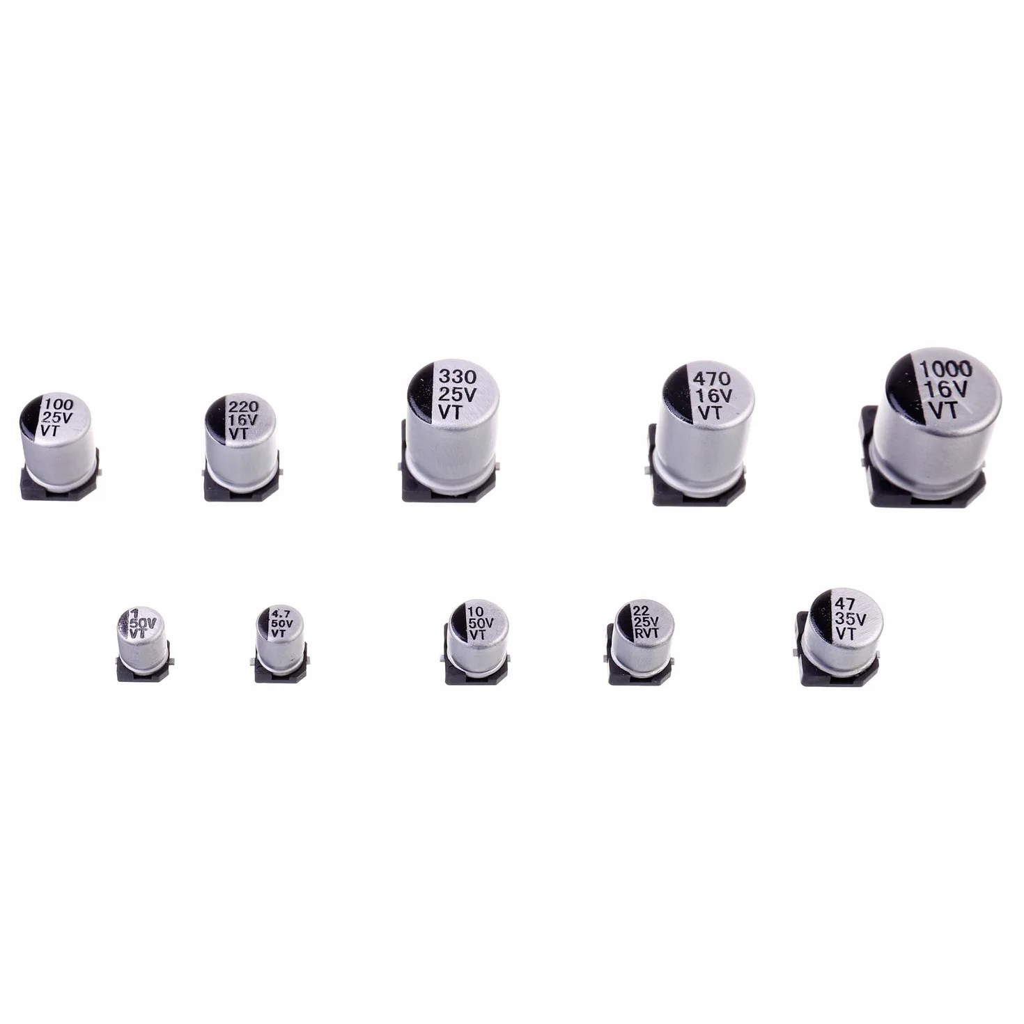 BOJACK 10 Valori 180 Pezzi 1 uF ~ 1000 uF SMD Kit assortimento di condensatori elettrolitici in alluminio