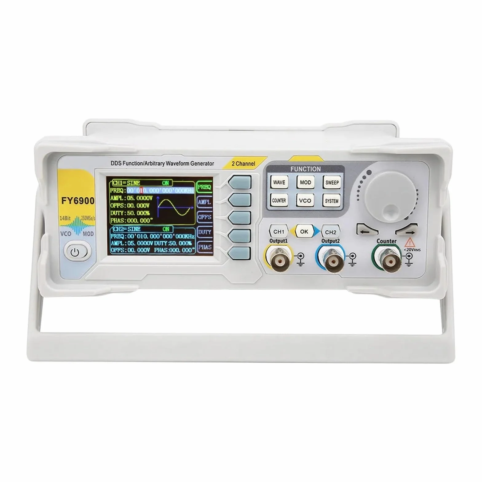 Generatore di Segnale Digitale FY6900 Sinusoidale 0-20 MH/Z Schermo da 2,4 Pollici Generatore di Segnale Digitale Multifunzione Generatore di Segnale Contatore
