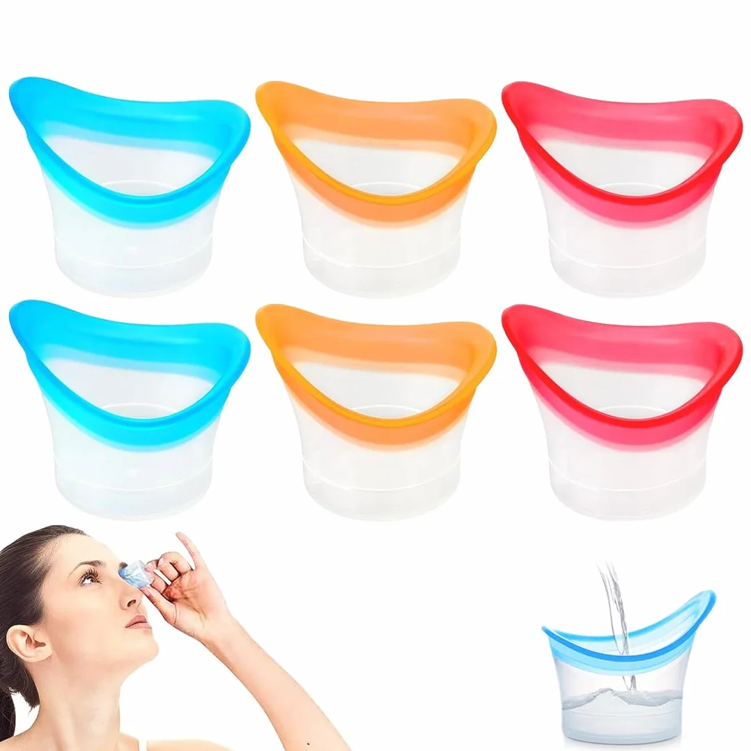 GXGM 6 Pcs 10 ml Tazza Per Lavaggio Oculare Portatile, Tazza da Bagno per Occhi in Silicone Tazza,Tazza Per Lavaggio Occhi Morbida Riutilizzabile,Occhio di Pulizia Tazze(Rosa, Blu, Arancione)