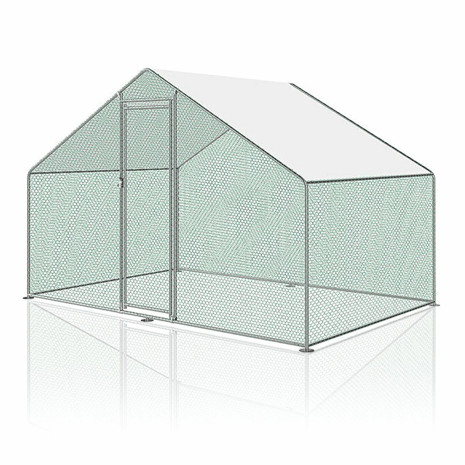 Pollaio con serratura, Pollaio in acciaio zincato per pollame all'aperto, per gabbia per polli gabbia per uccelli (3 x 2 x 2 m)