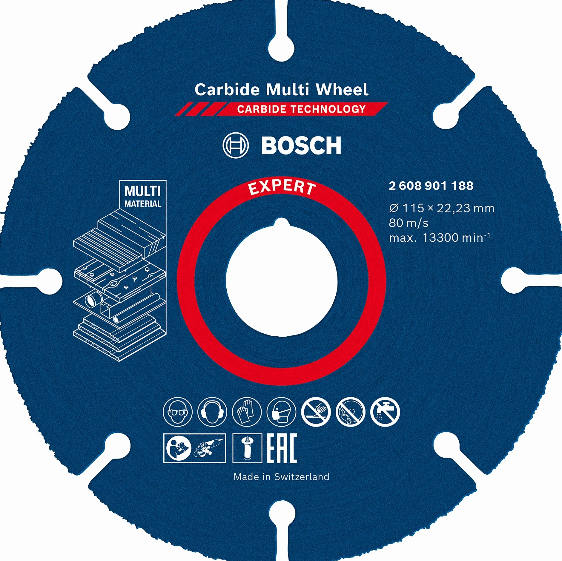 Bosch 2608901188 Mole da Taglio Expert Carbide Multi Wheel, 115 mm