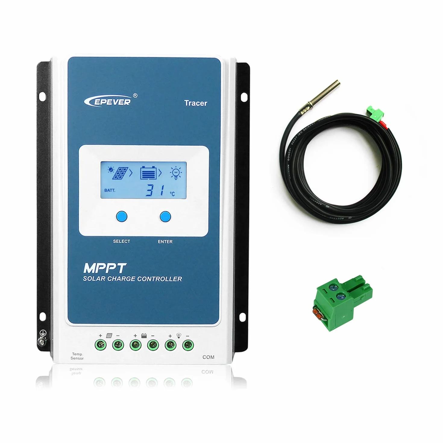 EPEVER MPPT Charge Controller 20A 12V/24V Auto Work Max. PV 100V Solar Panel Regulator Charge Controller Common Negative with LCD Display for Gel AGM Sealed Flooded Lithium Battery(Tracer2210AN)