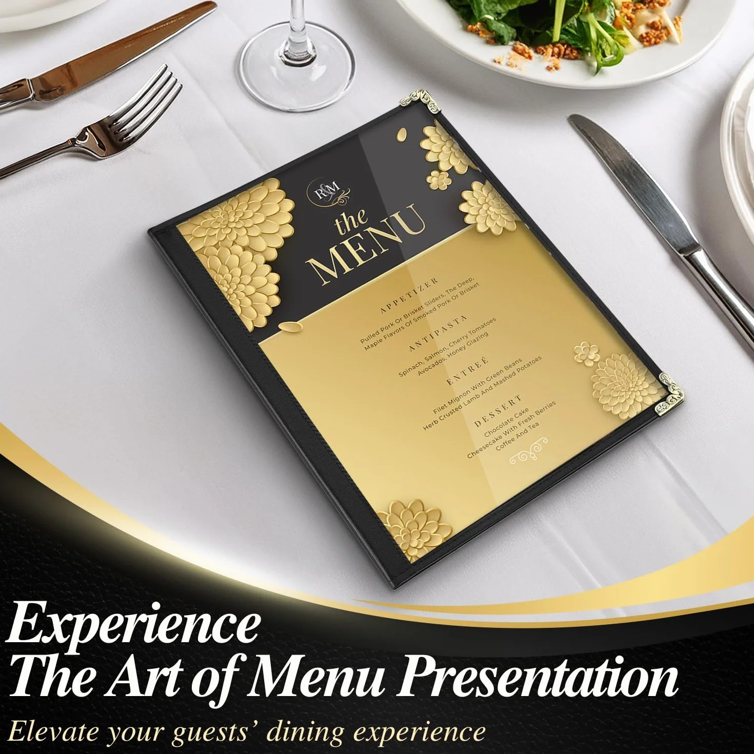 Flexzion Menu cover 8.5X11 pollici nero popolare di triplo Holder stile del libro Con 3 Page 6 vista d'angolo di protezione per il ristorante Hotel Deli Caffè Bar Pub 1 12 Confezione