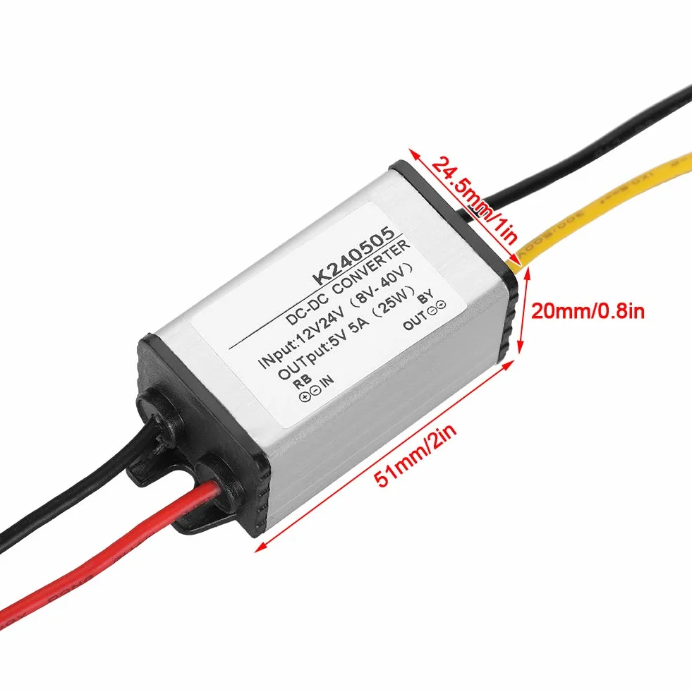 Alimentatore Buck Convertitore 12V 24V a 5V 5A 25W Step Down DC8-40V Ingressi per Robotica Motore Automotive