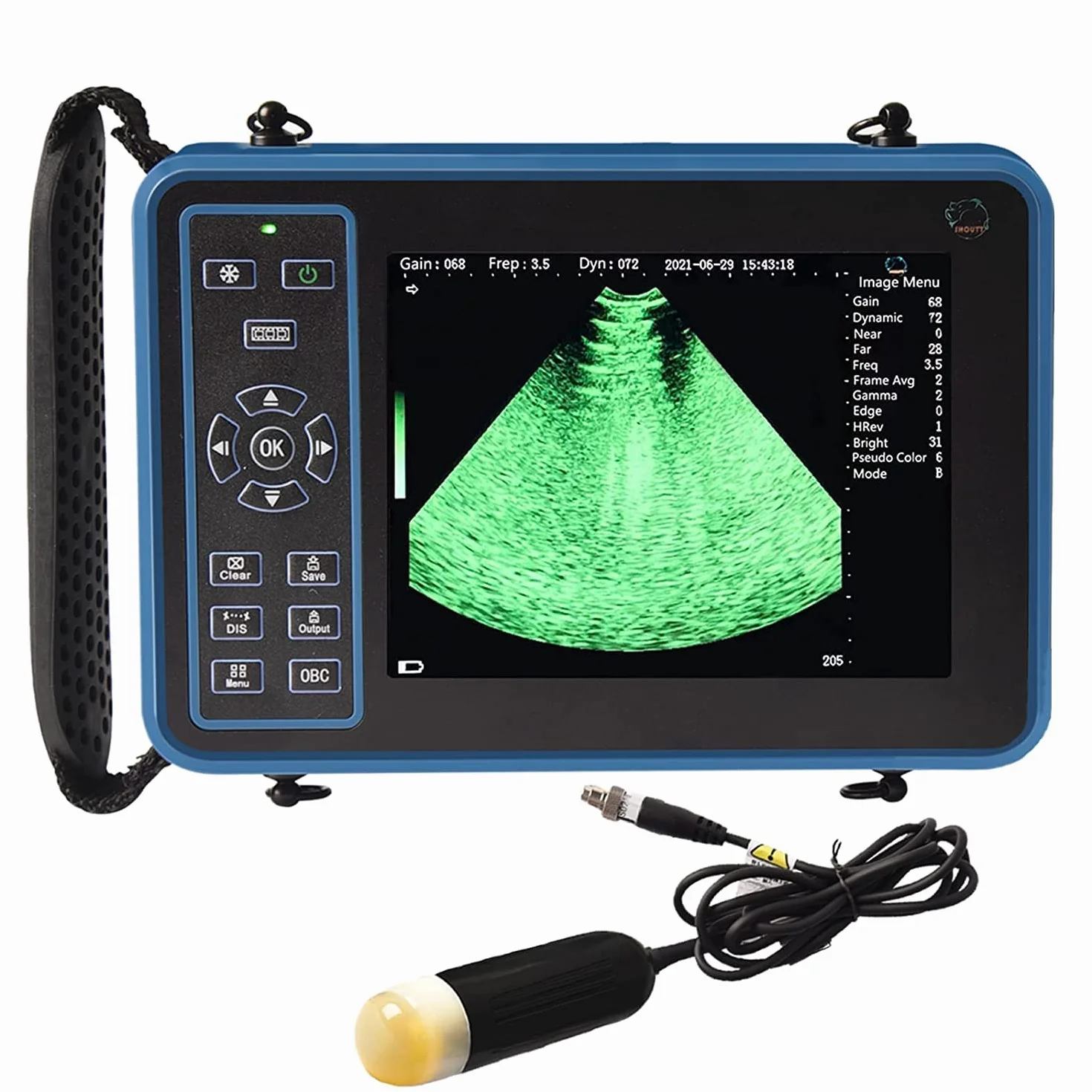 GOYOJO Scanner a Ultrasuoni Veterinario, Macchina Scanner Digitale Portatile B-Ultra Sound per Animali da Fattoria e Animali Domestici con Sonda Convessa a 3,5 MHz 8 Pannelli a Colori