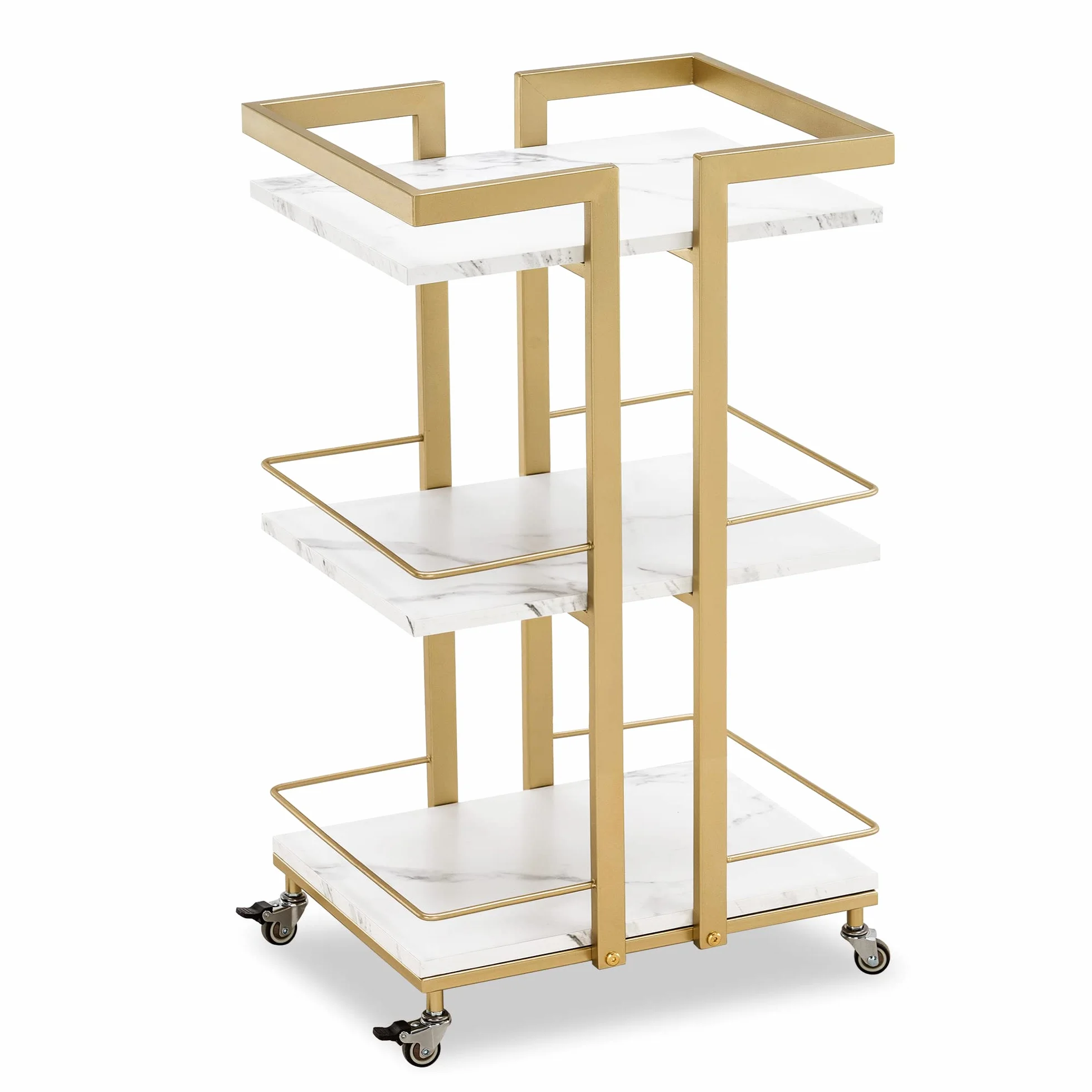 MCombo M carrello di servizio con rotelle, carrello da cucina carrello bar struttura in metallo, arrello moderno carrello multiuso con 3 livelli, per cucina soggiorno, 33x43x75cm, 0033