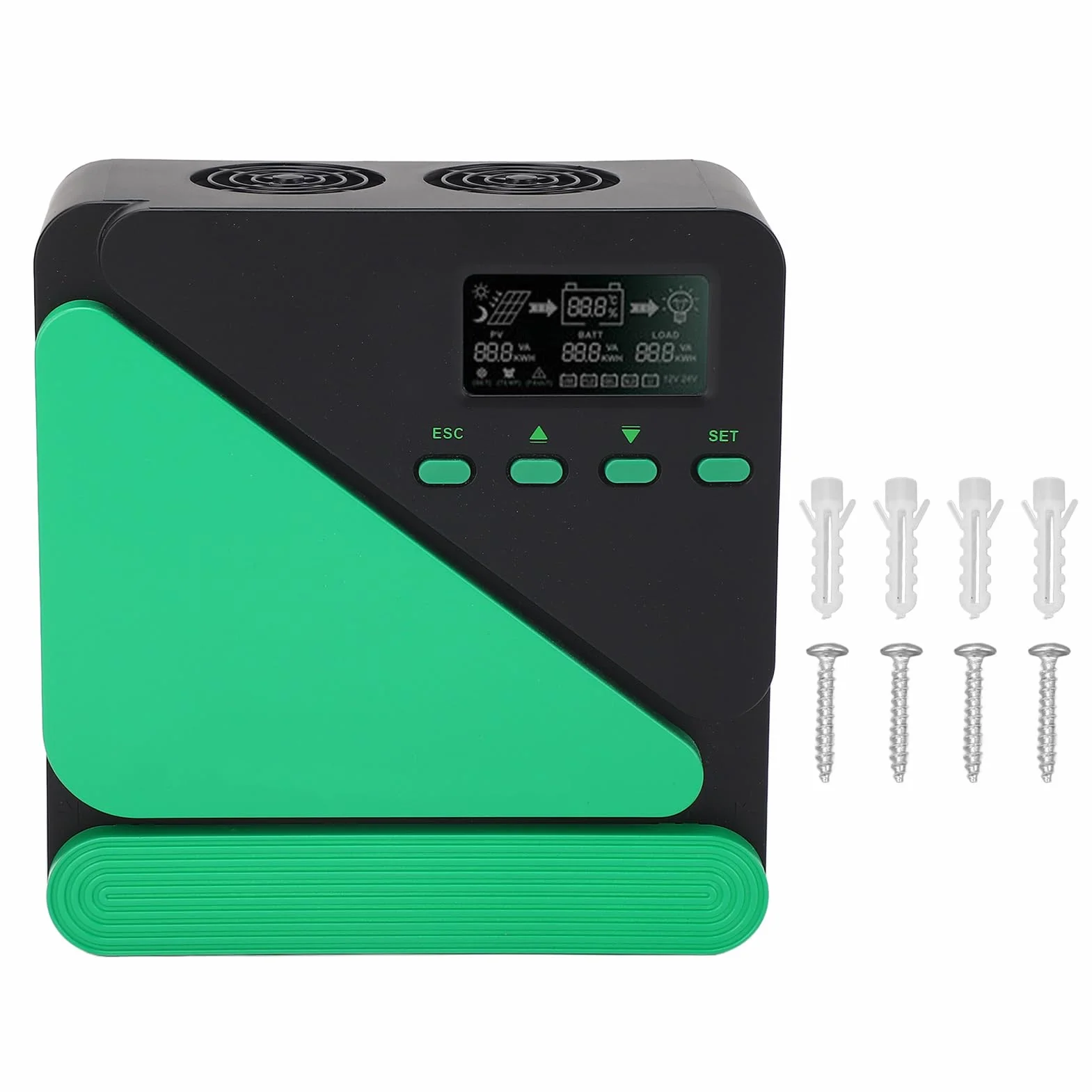 Regolatore di Carica Solare, Regolatore Pannello Solare MPPT 12V 24V Automatico con Display LCD, Doppie Porte USB 5V 3A, Ingresso VOC 100V, per Ricarica Batteria Marina Fuori Rete Domestica