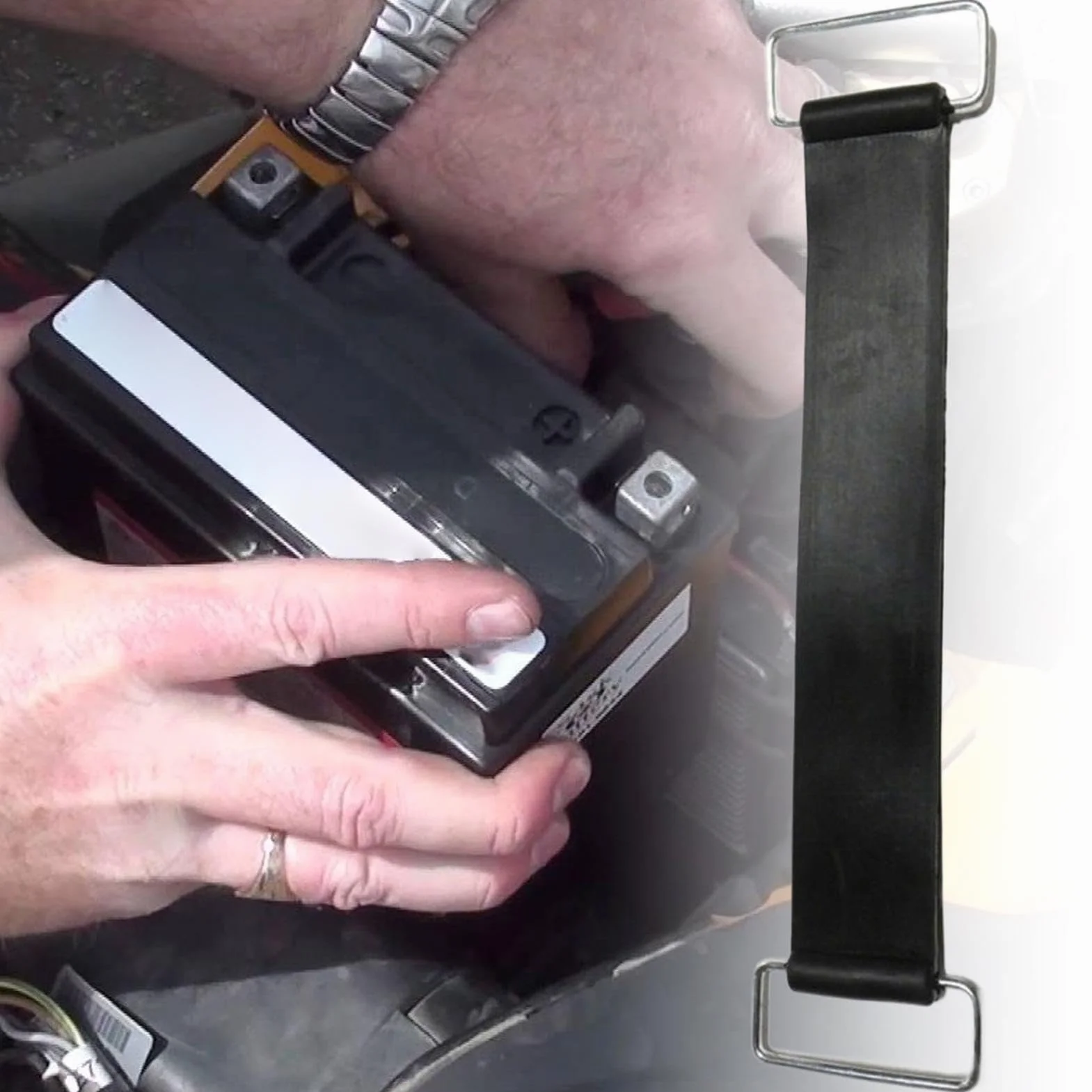 Cinghia di fissaggio per batteria moto, cinturino in gomma resistente, supporto batteria elastico