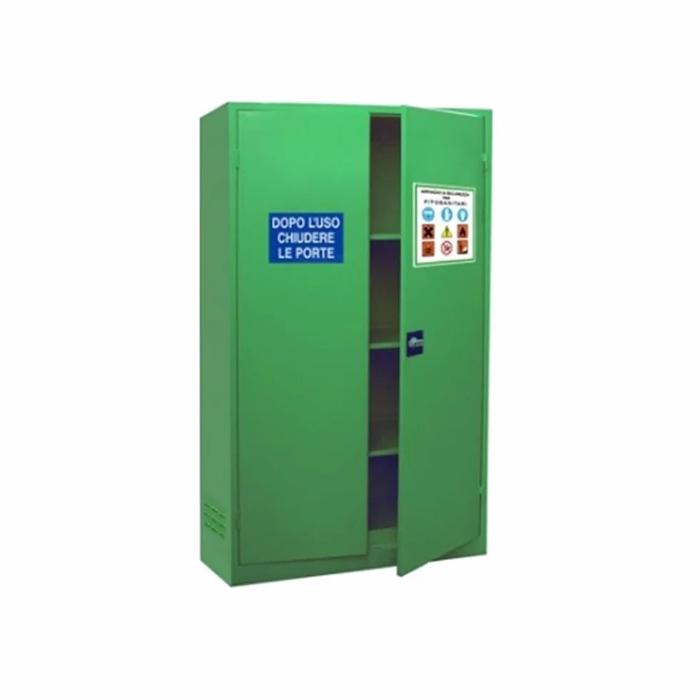 Armadio fitofarmaci, fitosanitari e pesticidi, Mis. 1000 L x 460 P x 1800 H mm, 2 ante cieche, 4 ripiani, verde RAL 6018
