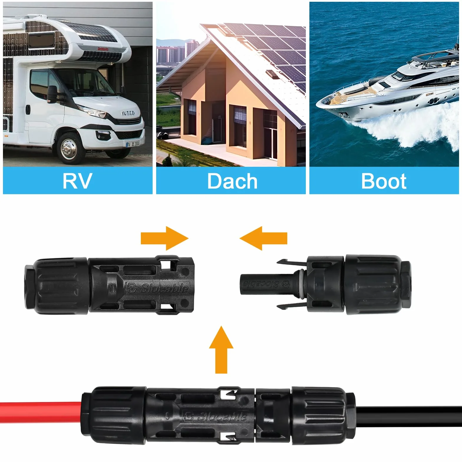 Spina Solare 10 mm² IP68 1500 V Connettore Maschio/Femmina 5 Coppie 8 AWG