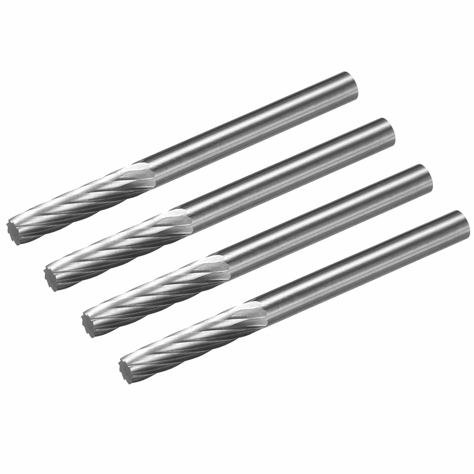 QUARKZMAN Frese Rotative Carburo Tungsteno Asta 1/8", Fresa Rotante a Forma di Cilindro Piatto con Taglio Singolo 3mm Dia, per Lucidatura Intaglio Metalli Duri Acciaio Legato, 4pz