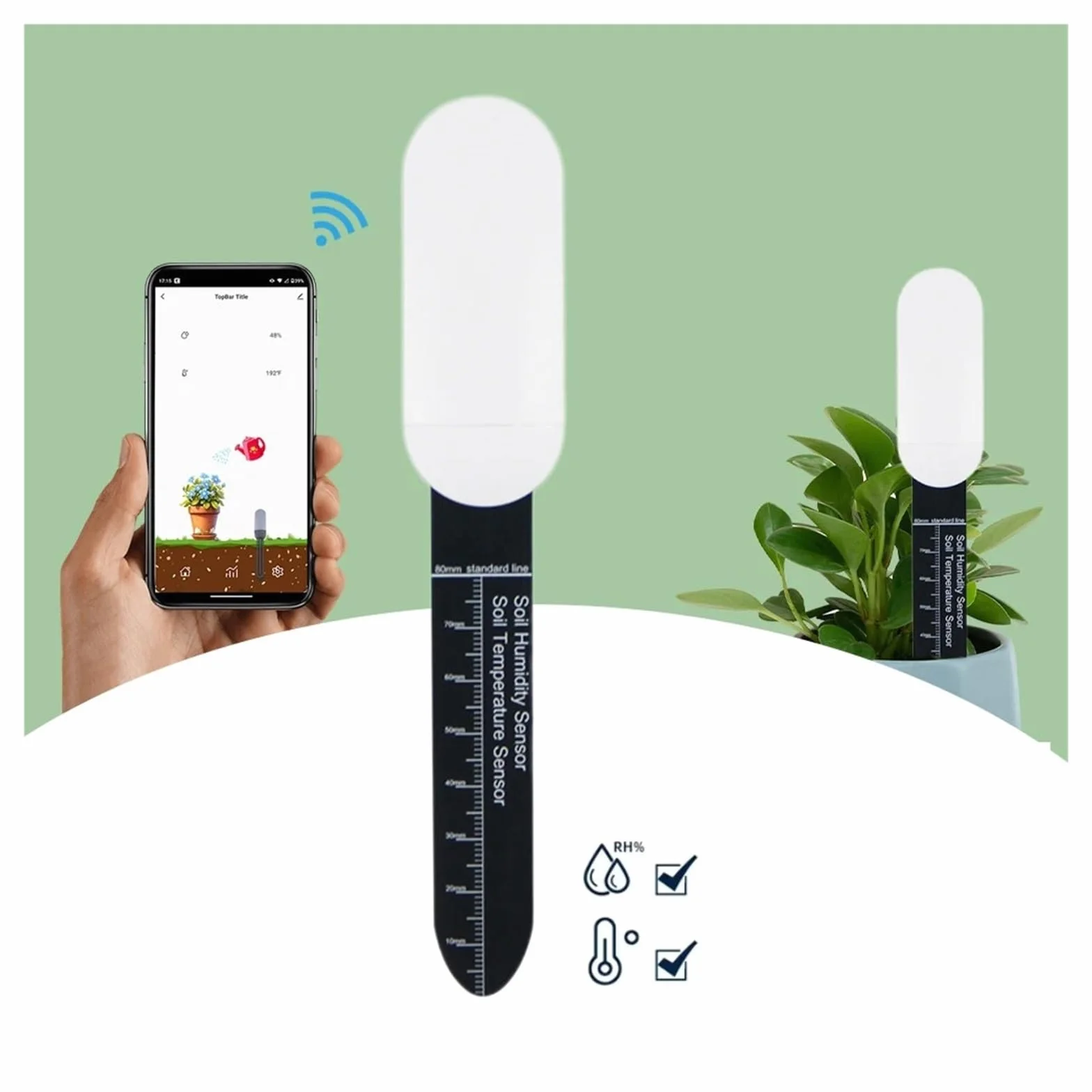 Misuratore di umidità, Tester del terreno, sensore di umidità, temperatura, umidità, monitor APP, automazione del giardino, rilevatore di irrigazione(10 pcs)