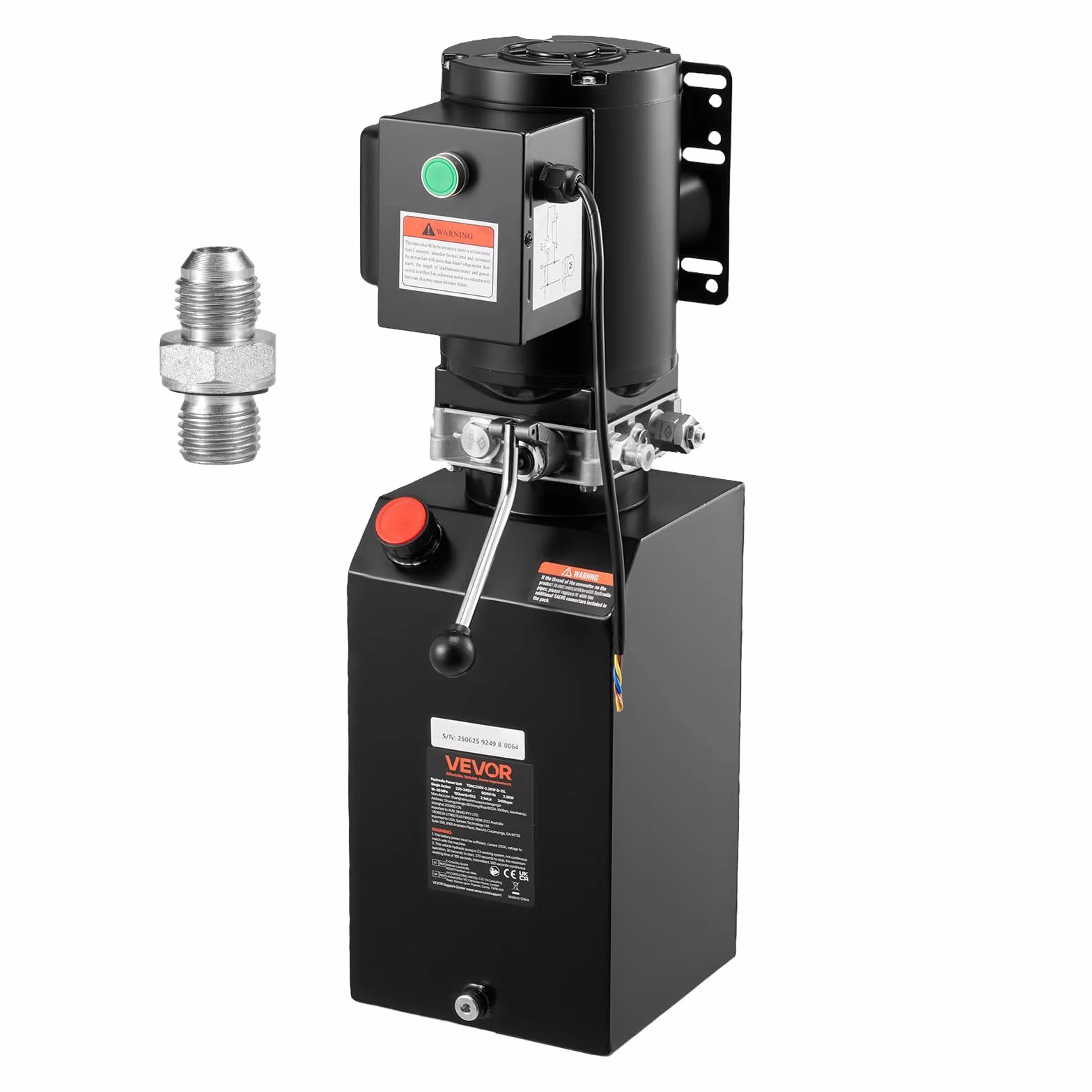 VEVOR Pompa Idraulica CA 220 V, Centralina Idraulica a Semplice Effetto Portata Olio 6,3 L/min, Pressione di Scarico max. 22 MPa per Autocarri con Cassone Ribaltabile, Elevatore, Auto