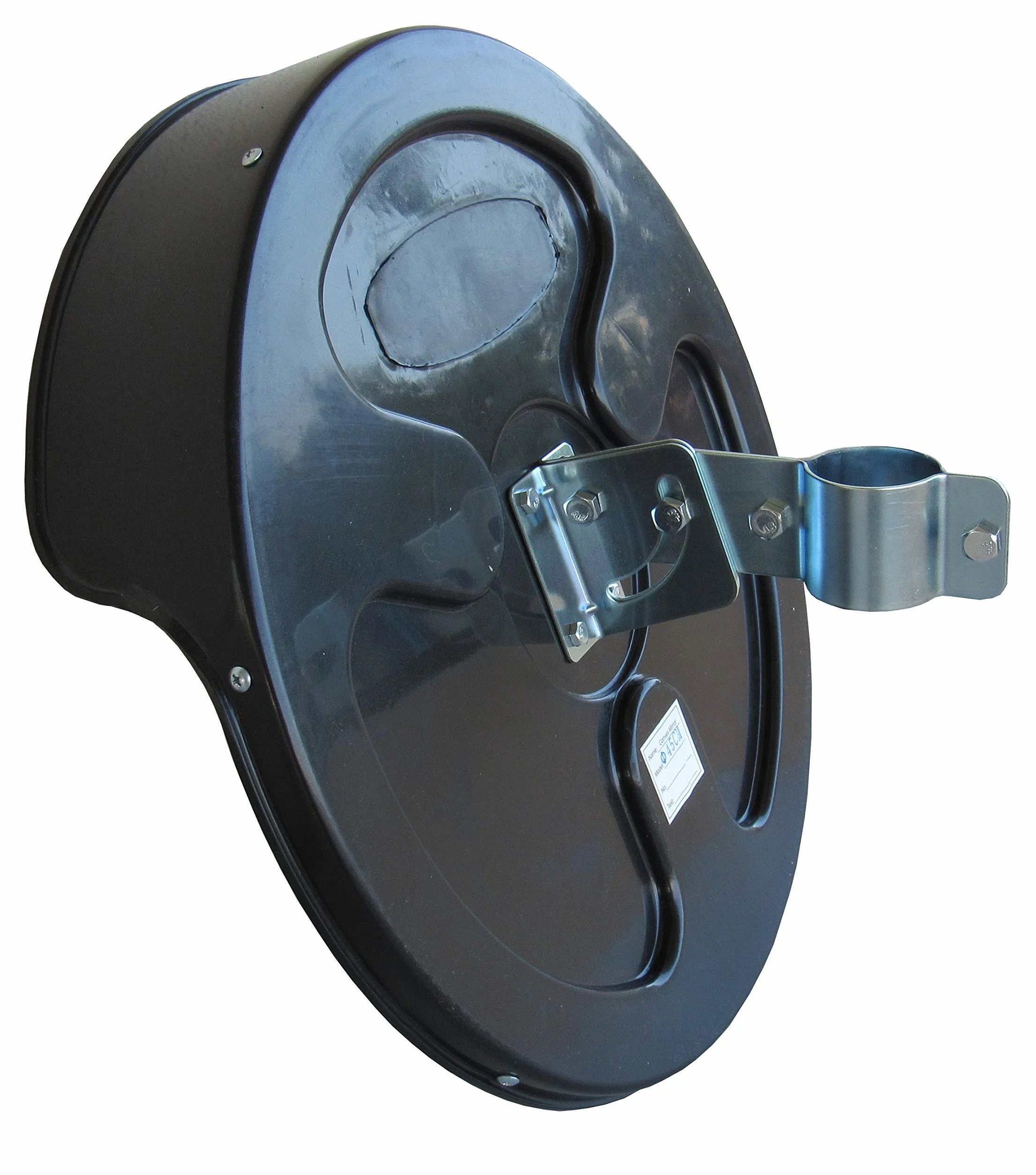 Specchio Convesso di Sicurezza da Traffico, per Strade, Magazzini, Garage e Negozi, Diametro 45 cm, Nero, Staffe di Fissaggio Tubi 48 mm