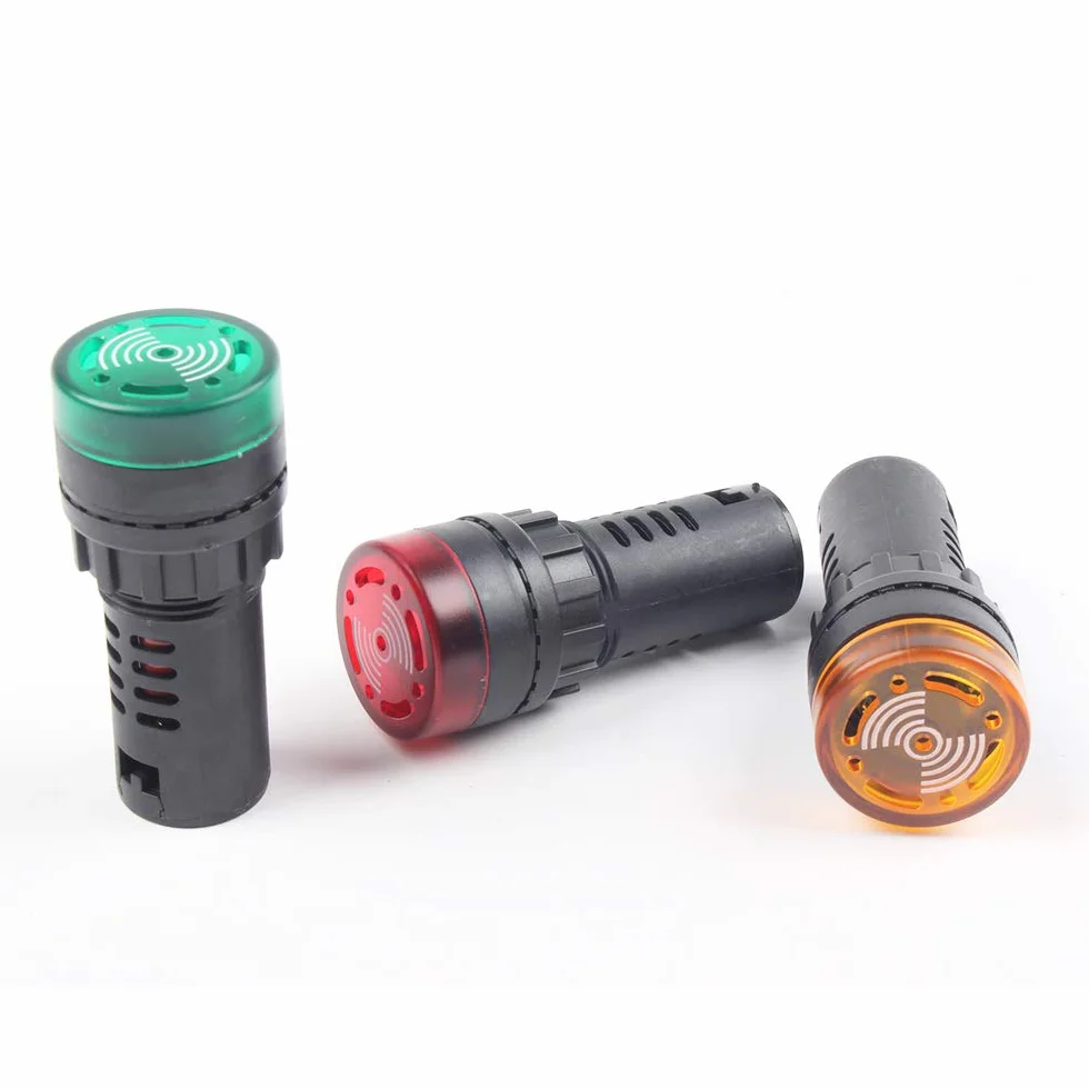 Indicatore luminoso rosso/giallo/verde con cicalino AC/DC 24V/220V montaggio a pannello 22mm