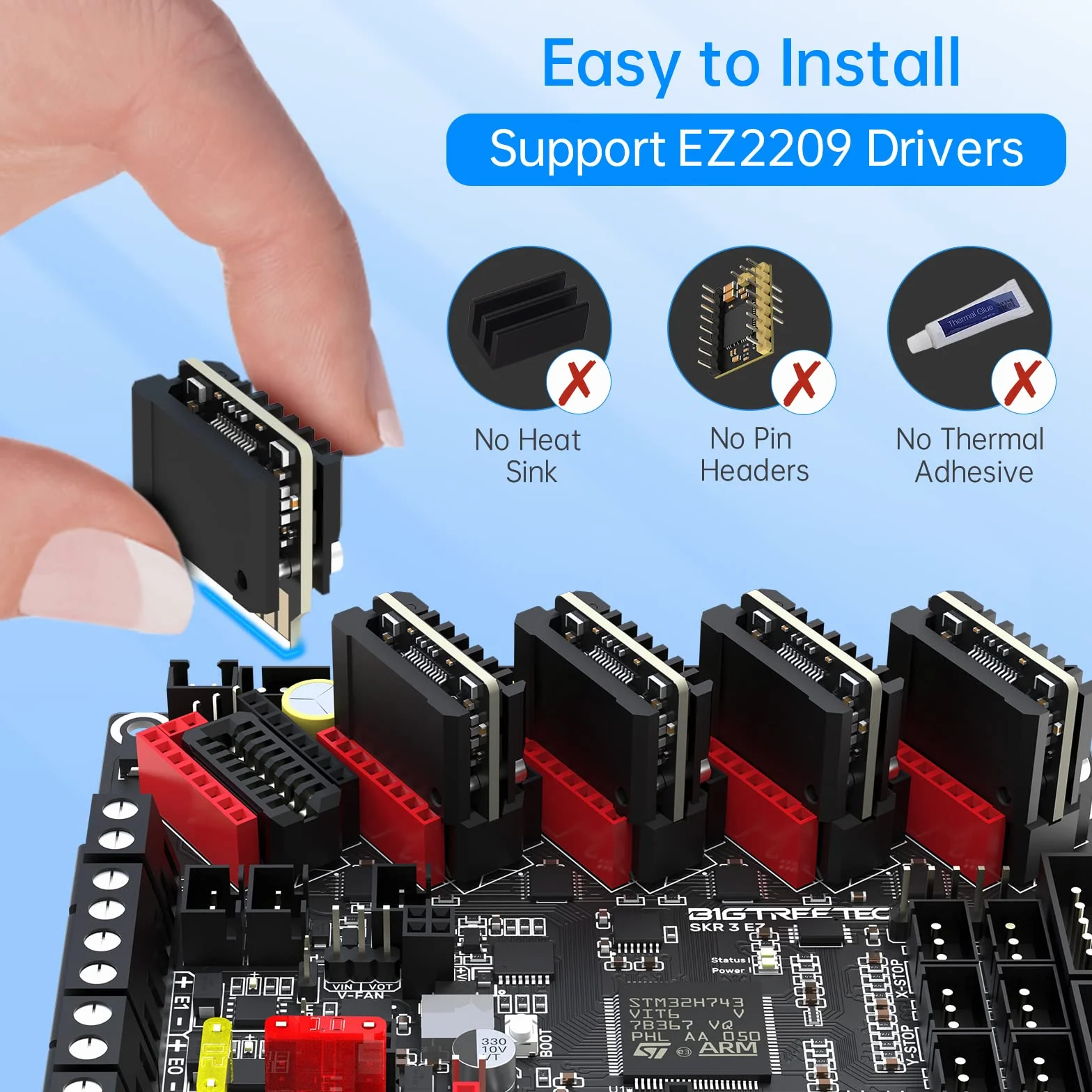 BIGTREETECH SKR 3 EZ Scheda Madre Silenziosa 48V Supporto Stampa ad Alta Velocità Marlin e Firmware Klipper Compatibile con EZ2209 EZ5160 TMC5160 TMC2209 Driver per Scheda di Controllo Stampante 3D