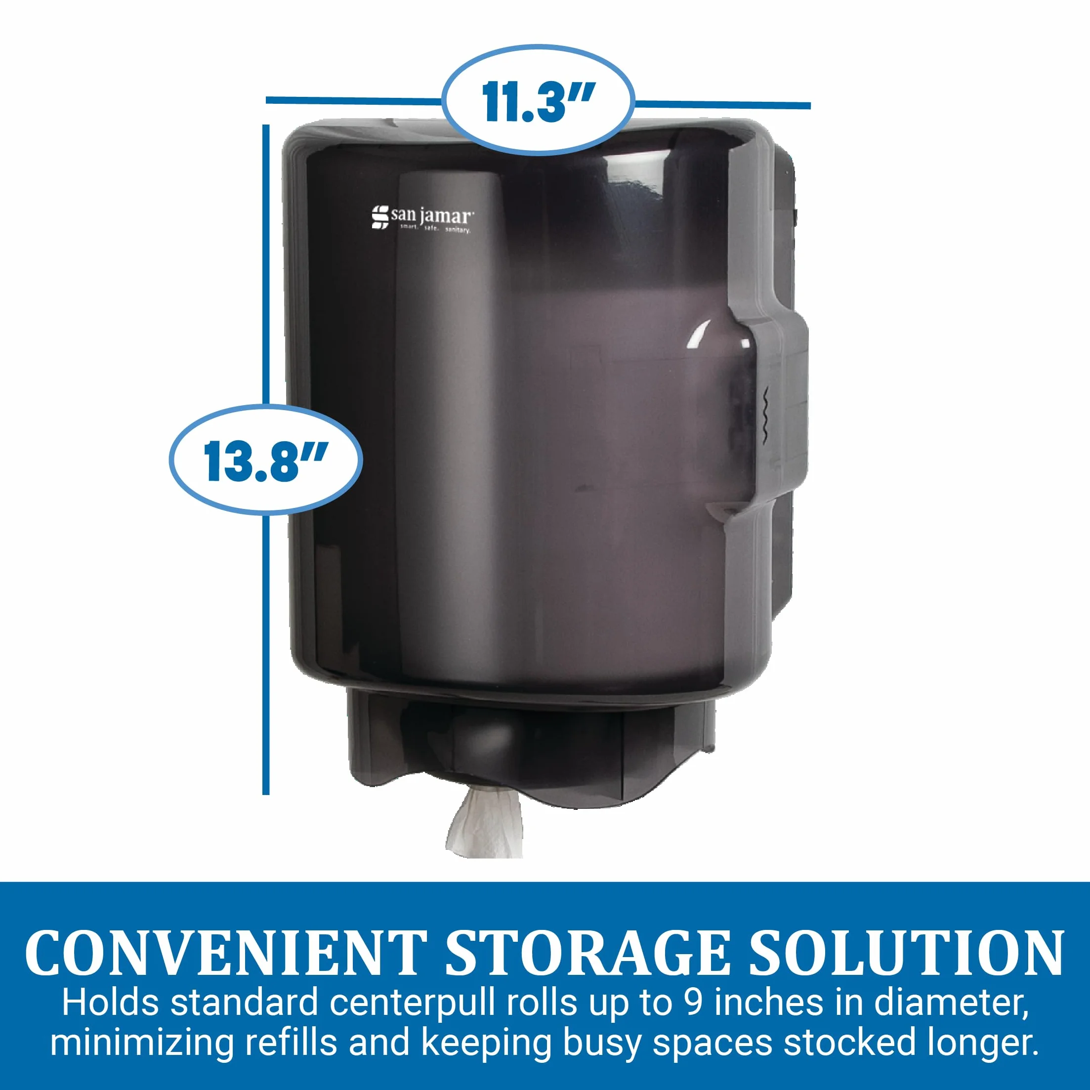 San Jamar Centerpull Dispenser asciugamani carta imbuto regolabile plastica 34x27x25 cm nero