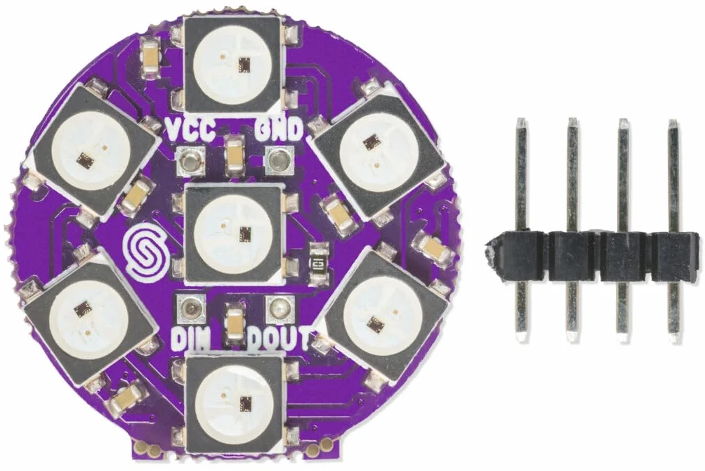 Soldered Smart LED WS2812B - Anello con 7 LED RGB | 5 V | Made in EU | 333055