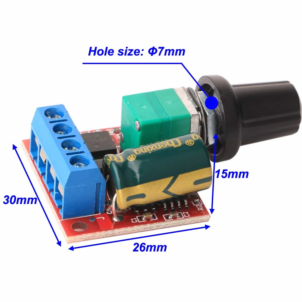 Gebildet 2pcs Mini Controller di Velocità PWM Motore DC, Modulo Interruttore Regolabile Velocità 5V-35V 5A DC, Regolatore di Tensione Variabile 6V 12V 24V