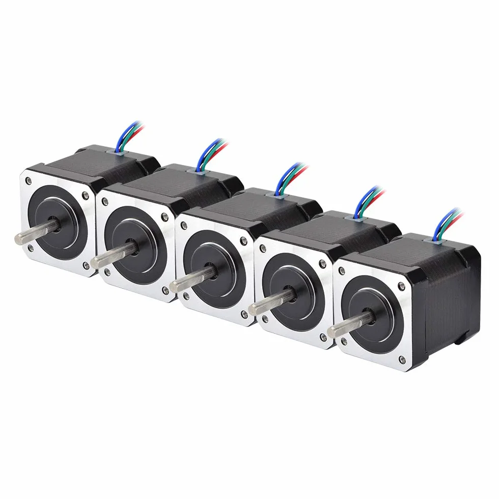 STEPPERONLINE 5 pezzi Nema 17 motore passo-passo/stepper motore Bipolar 59 Ncm 2A 4 fili con cavo da 1 m e connettore per stampante 3D e applicazioni CNC