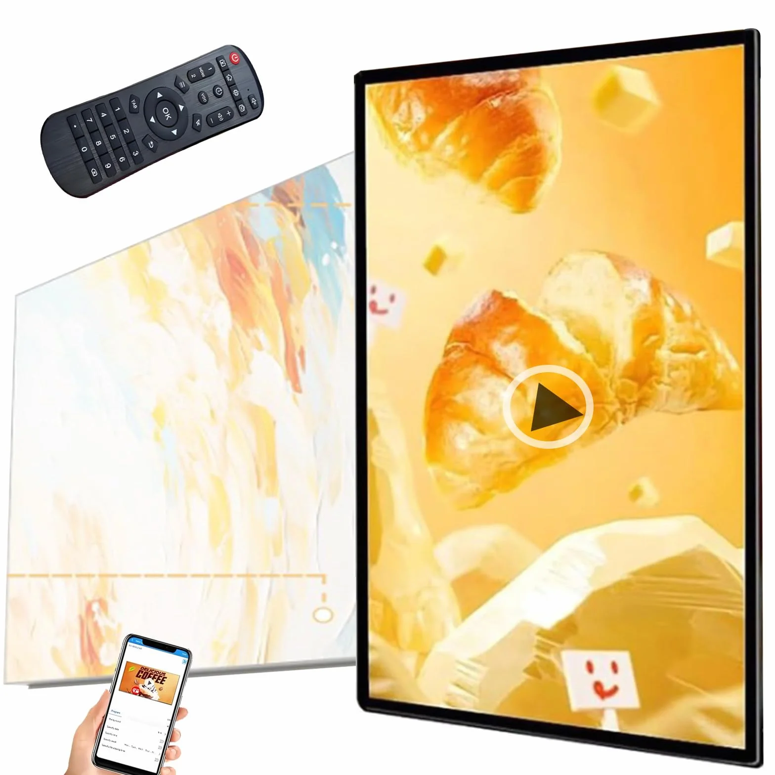 Display per segnaletica Digitale, Schermo LCD con Menu Digitale da Parete per ristoranti e Negozi, Lettore multimediale pubblicitario per chioschi digitali, looping 43inch