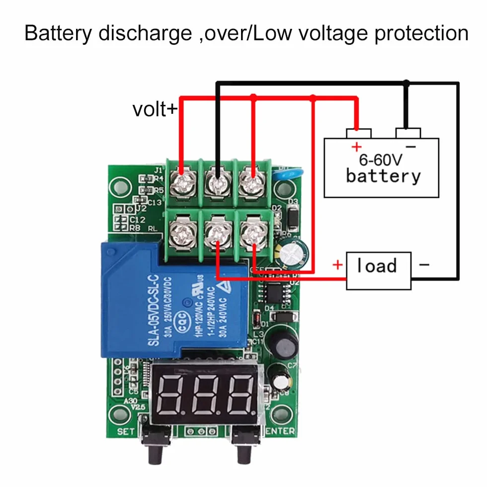 Rilevamento di tensione, Weytoll Relè di monitoraggio della tensione CC 6~80 V Relè di ritardo Relè di carica Regolatore di scarica con 4 modalità operative