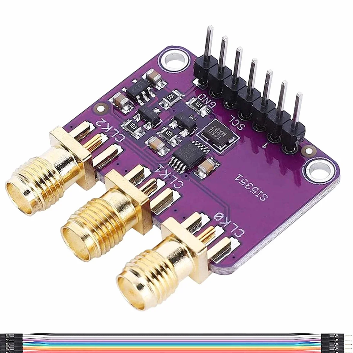 3-5VDC CJMCU-5351 Si5351A clock generator signal generator module I2C 25MHZ controller clock 8KHz to 160MHz with Male and female DuPont cables for per Arduino IDE
