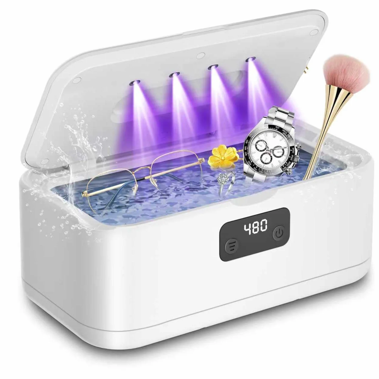 Pulitore Ultrasuoni Gioielli Occhiali - 49000Hz | 800ML | Lampada UV Ultrasonic Cleaner con 5 Timer Digitale - Ultrasonic Cleaning Machine per Apparecchio Denti Anelli Collane