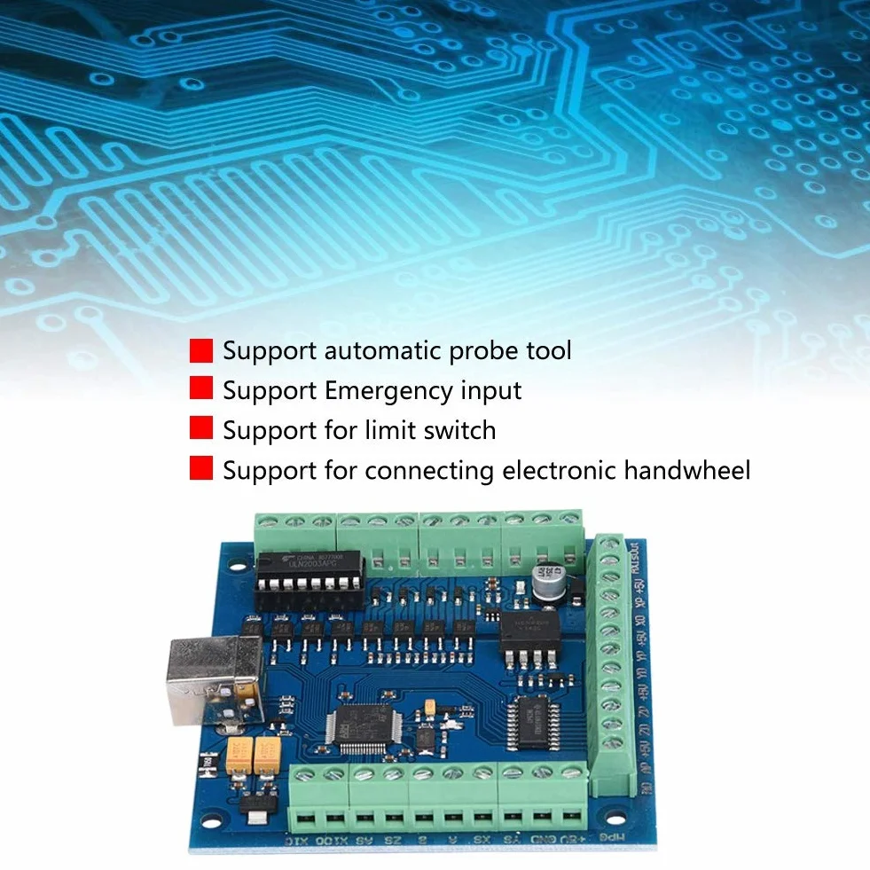 Motion Card, 100KHz USB CNC Motion Controller Card Breakout Board per incisione, Surpport Emergency Input/Limit Switch, con 1 LED di stato