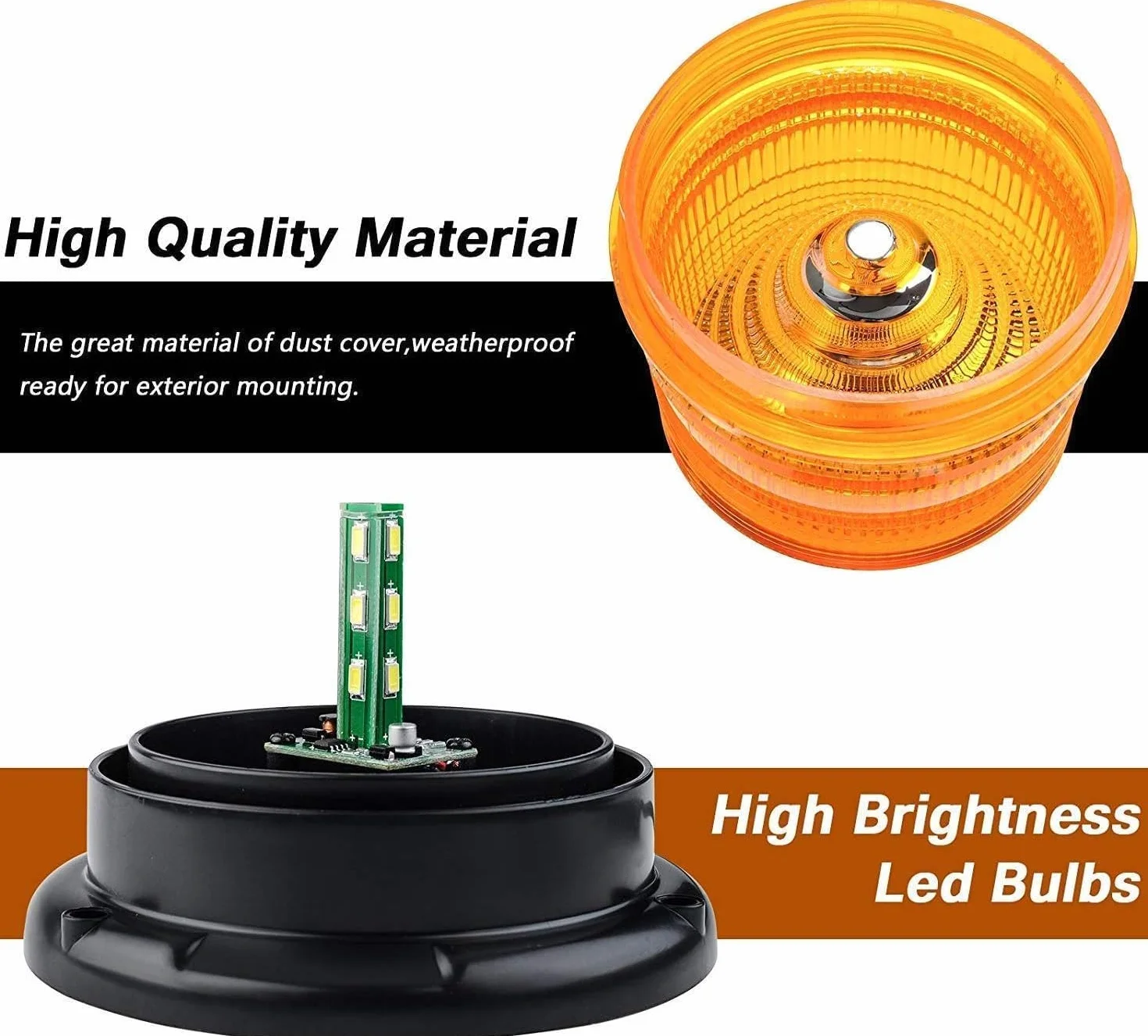 Dinfu LED lampeggiante 12V stroboscopica Ambra segnalazione lampeggiante di emergenza Orange Luce Rotante magnetica per Camion trattore