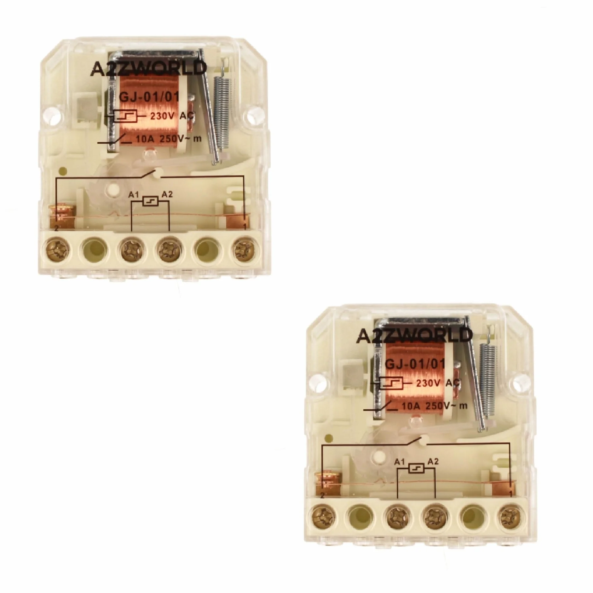 2 Pezzi Relè Passo Passo Elettromeccanico 220V 10A, Step Impulse Relay per Illuminazione, Scatolato Compatto 44X44X22mm, IP20, 1 Contatto NO, Con Circuito Bobina e Contatti Separati