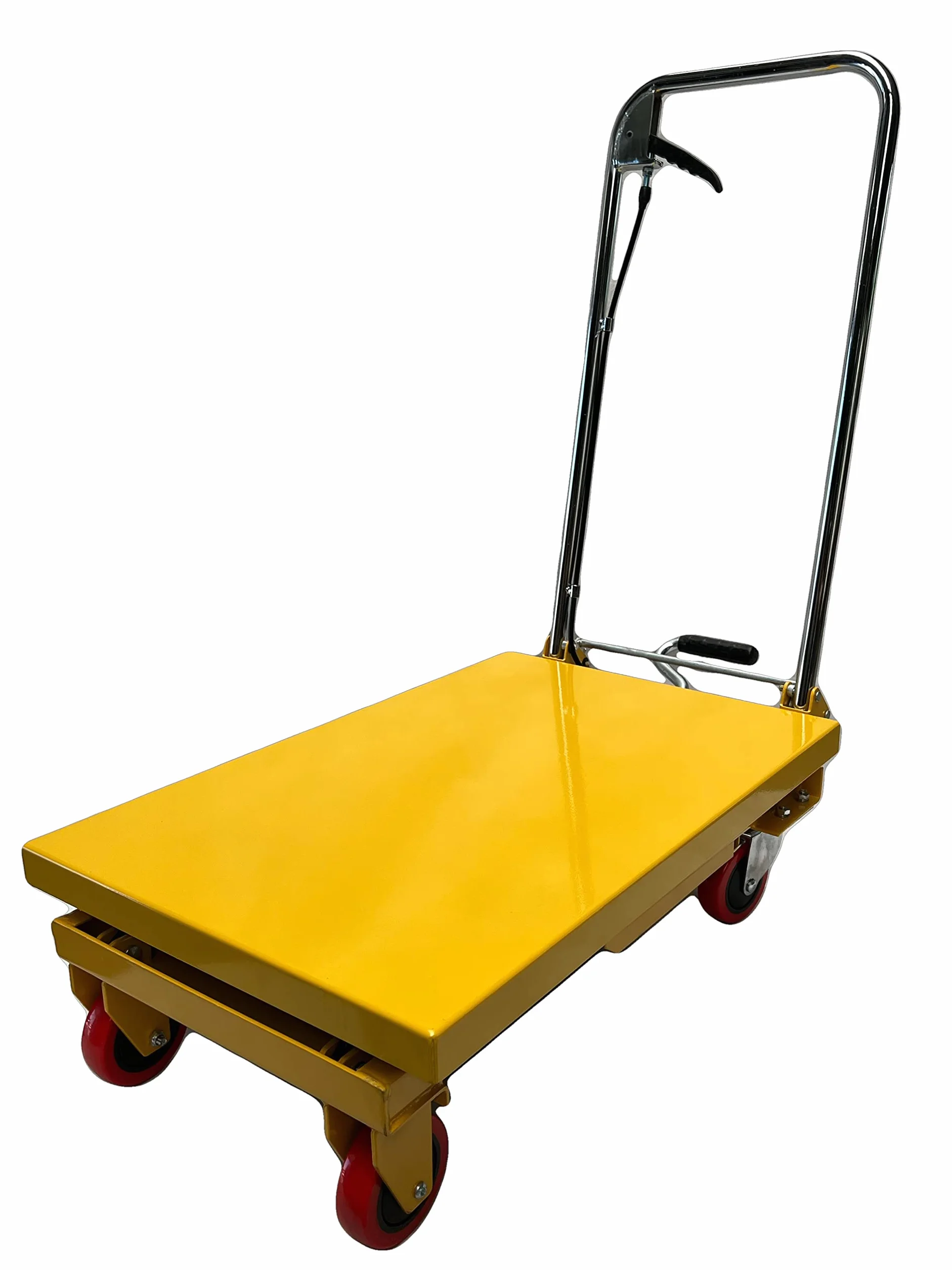Kraftwelle 150 kg capacità di carico tavolo sollevatore idraulico a forbice carrello elevatore mobile carrello da sollevamento carrello piattaforma ponte sollevatore con 4 ruote in poliammide giallo